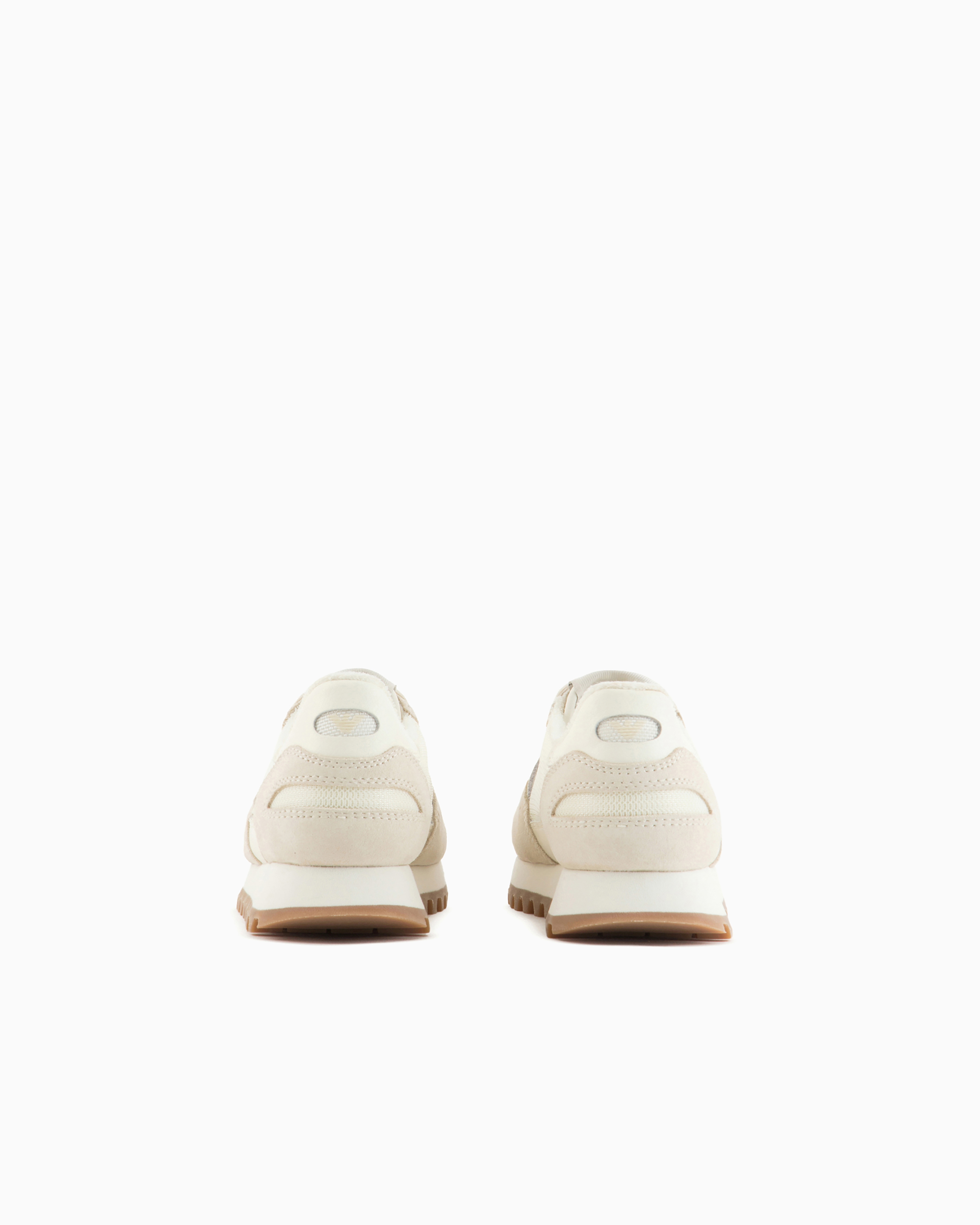 Emporio Armani - Mesh sneakers with suede details and eagle patch, Boy, White, Size: