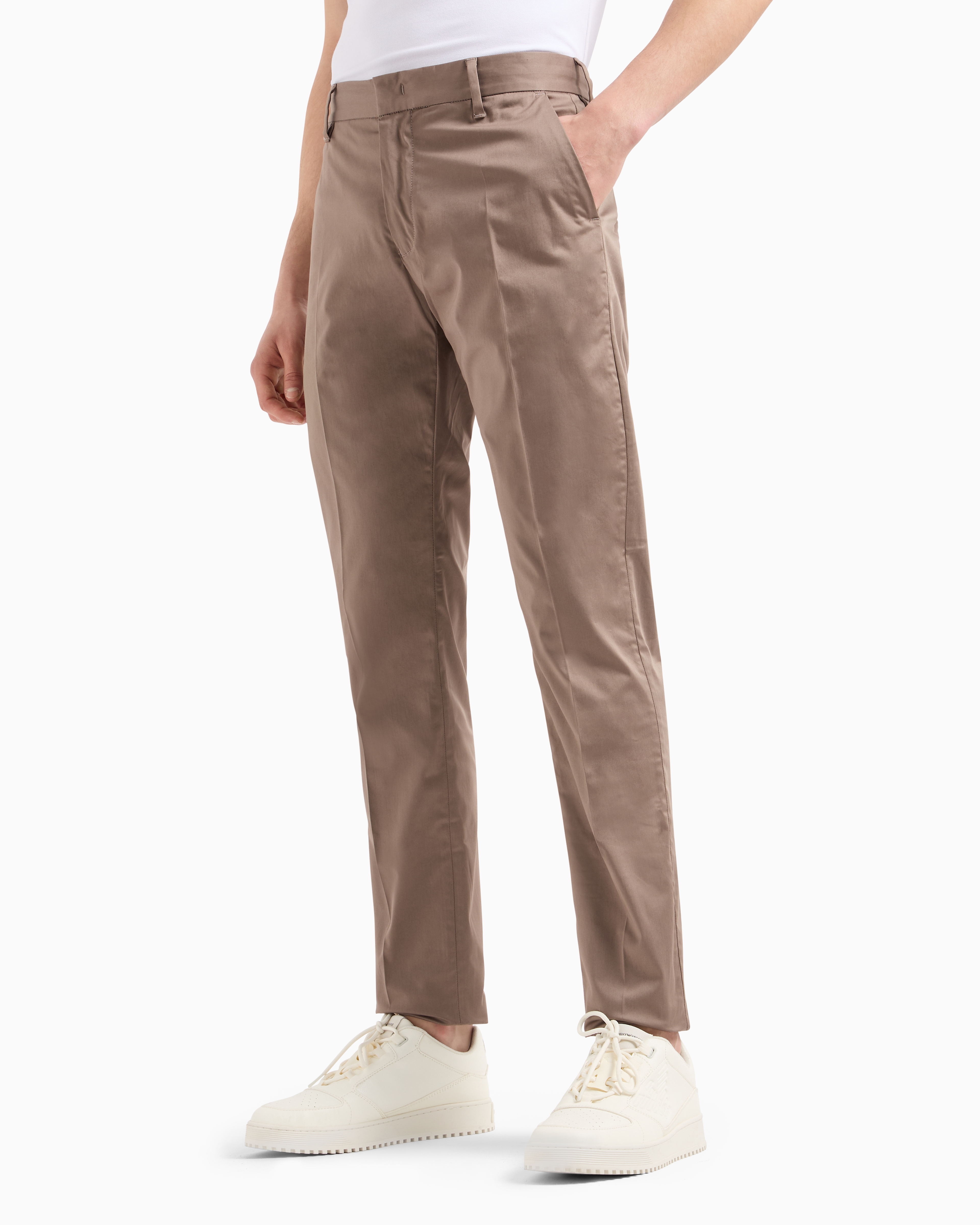 Emporio Armani - Stretch-cotton chinos, Man, Beige, Size: