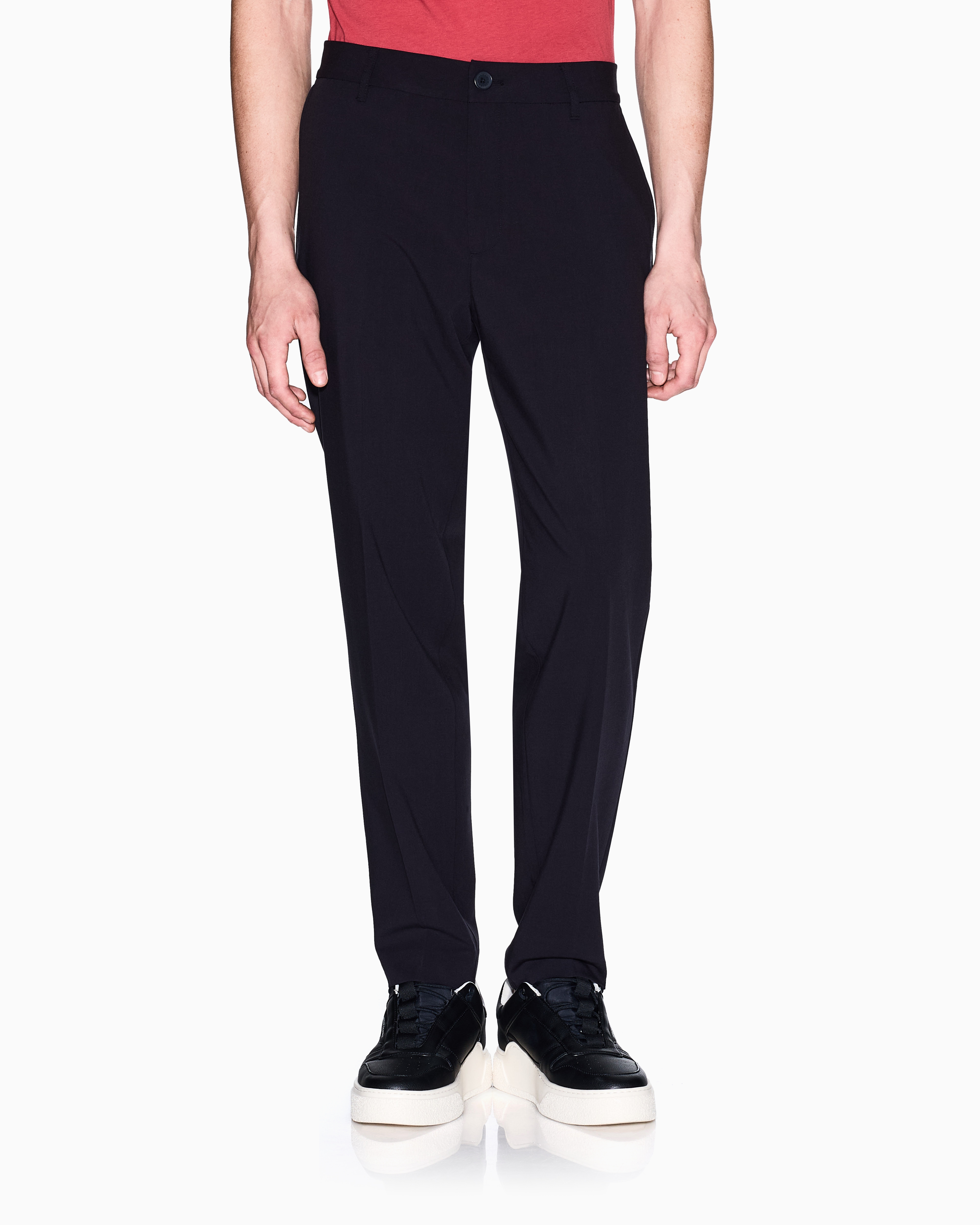 Armani Exchange - Chino trousers flowing fabric, Man, Navy_blue, Size: