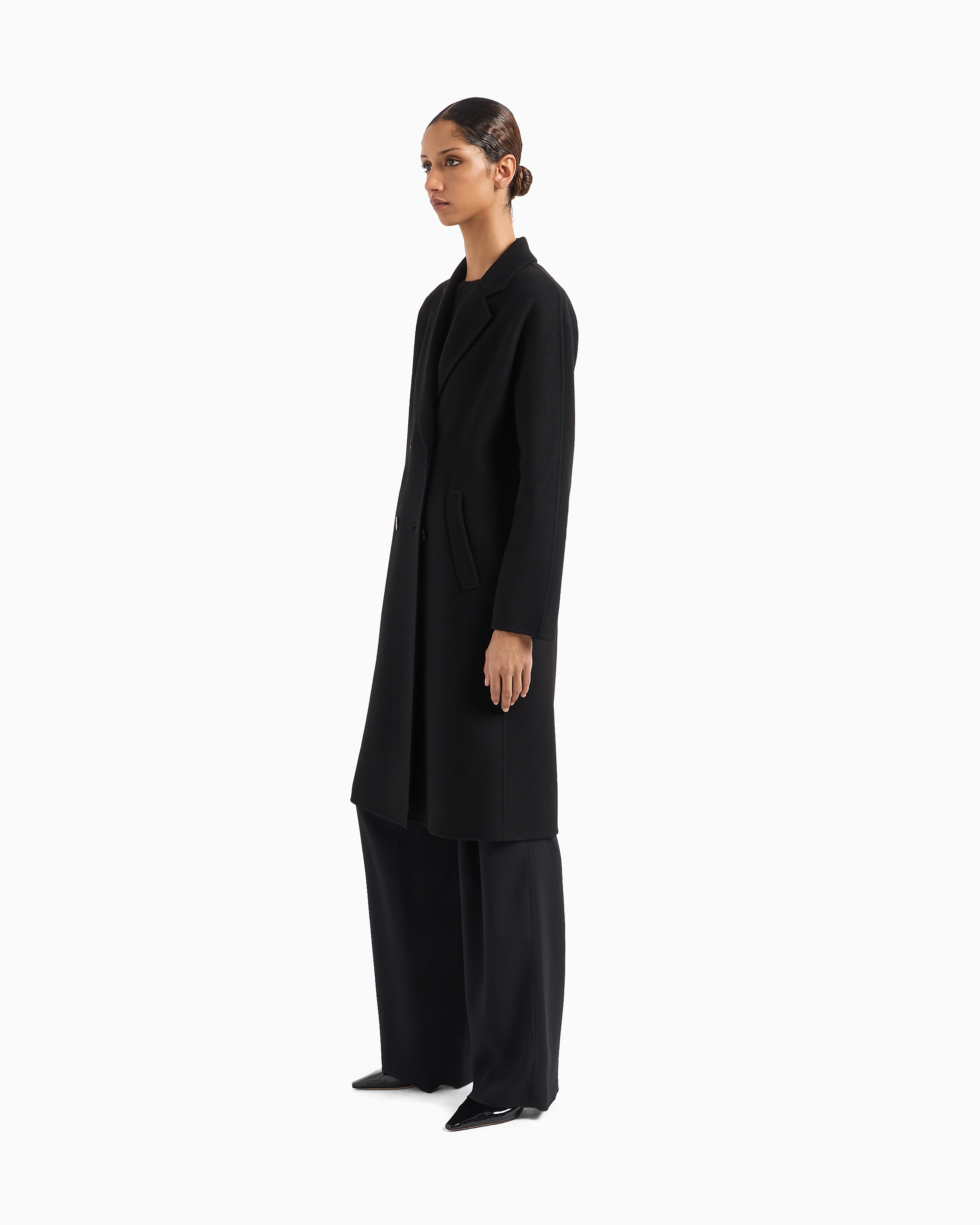 Giorgio Armani ダブルブレストコート ブラック カシミア undefined