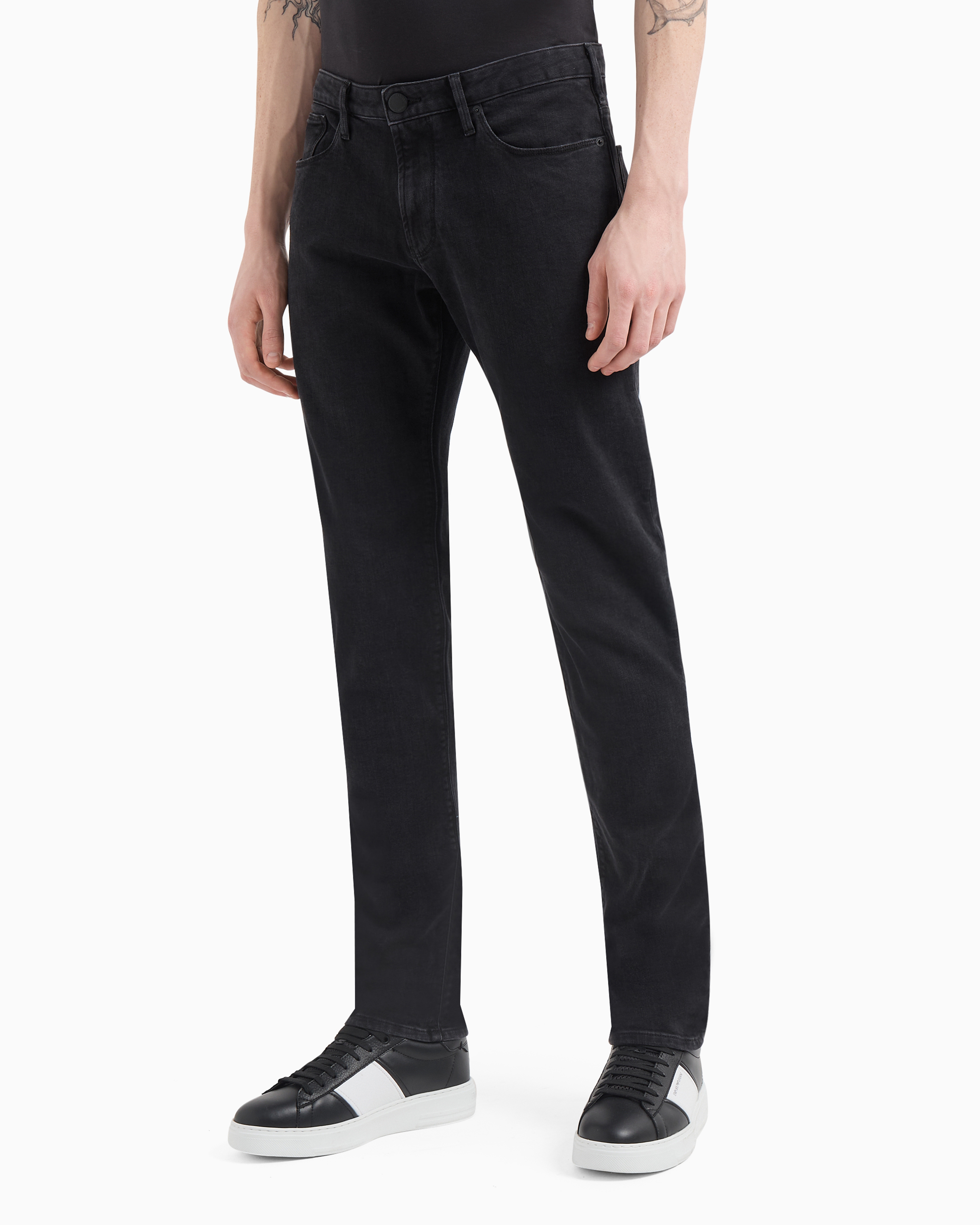 Emporio Armani - J06 Slim-fit, washed, 10.5 oz comfort-denim jeans, Man, Black, Size: