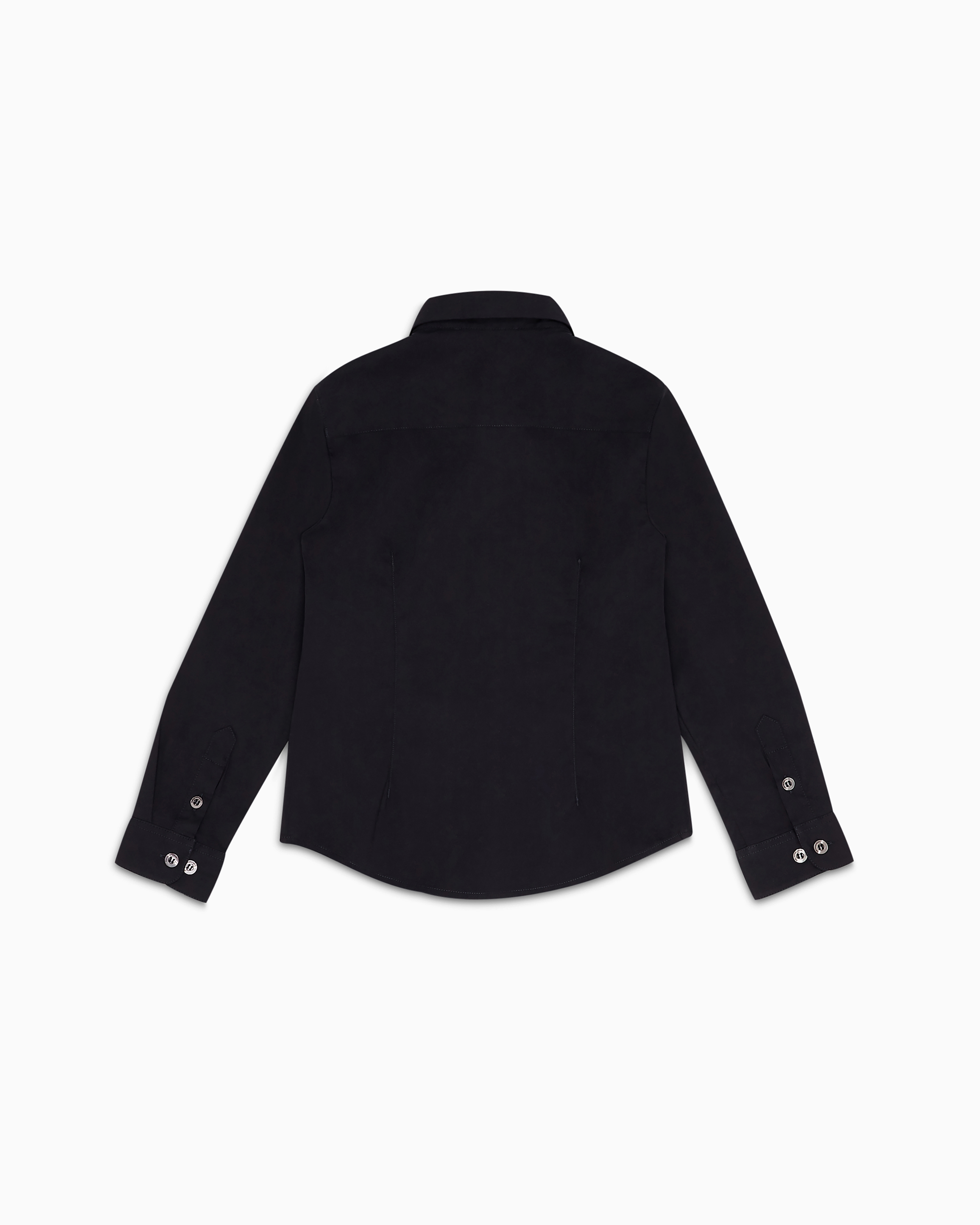 Emporio Armani - Poplin shirt with monochromatic eagle embroidery, Boy, Navy Blue, Size: