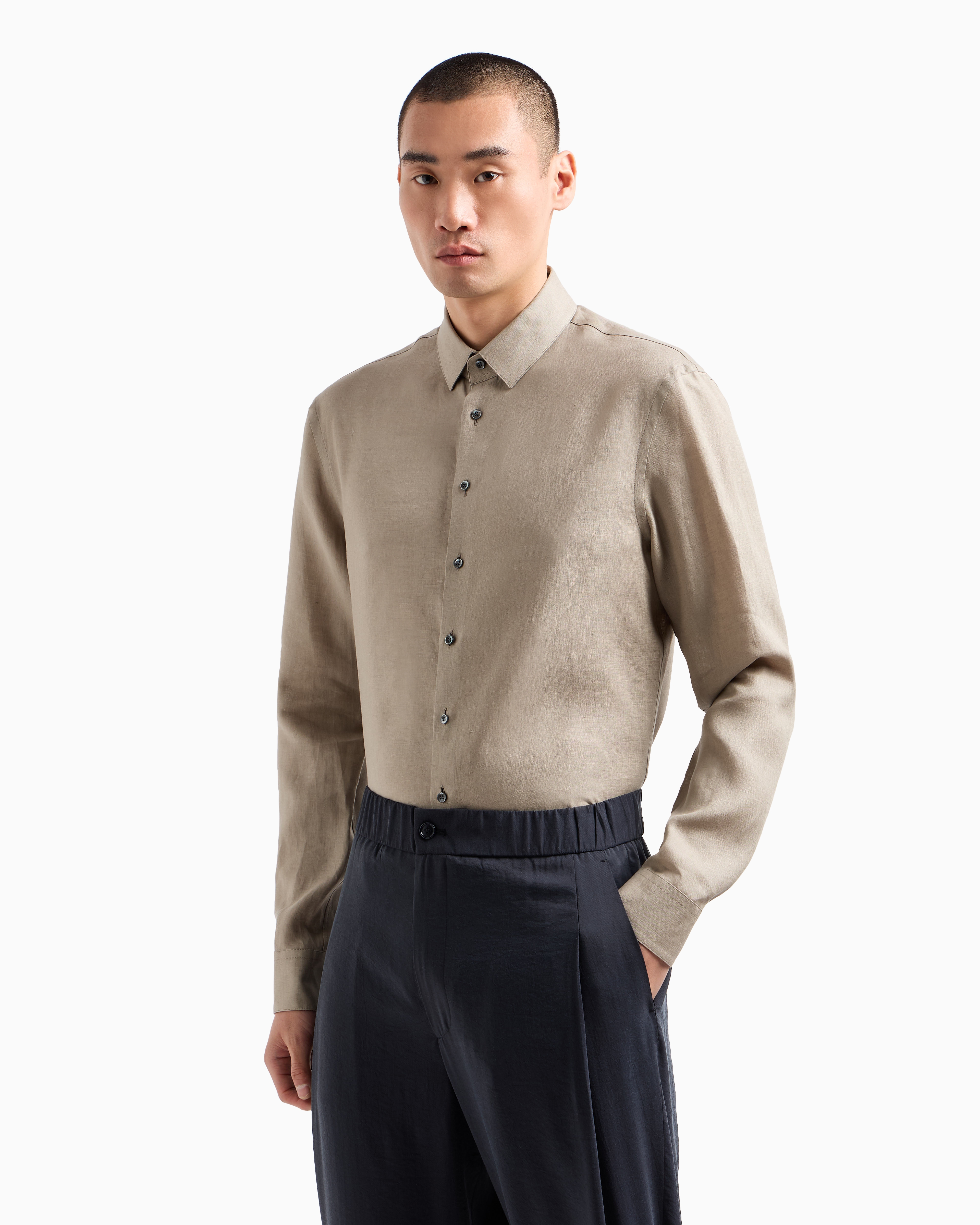 レギュラーフィットシャツ リネン | Giorgio Armani