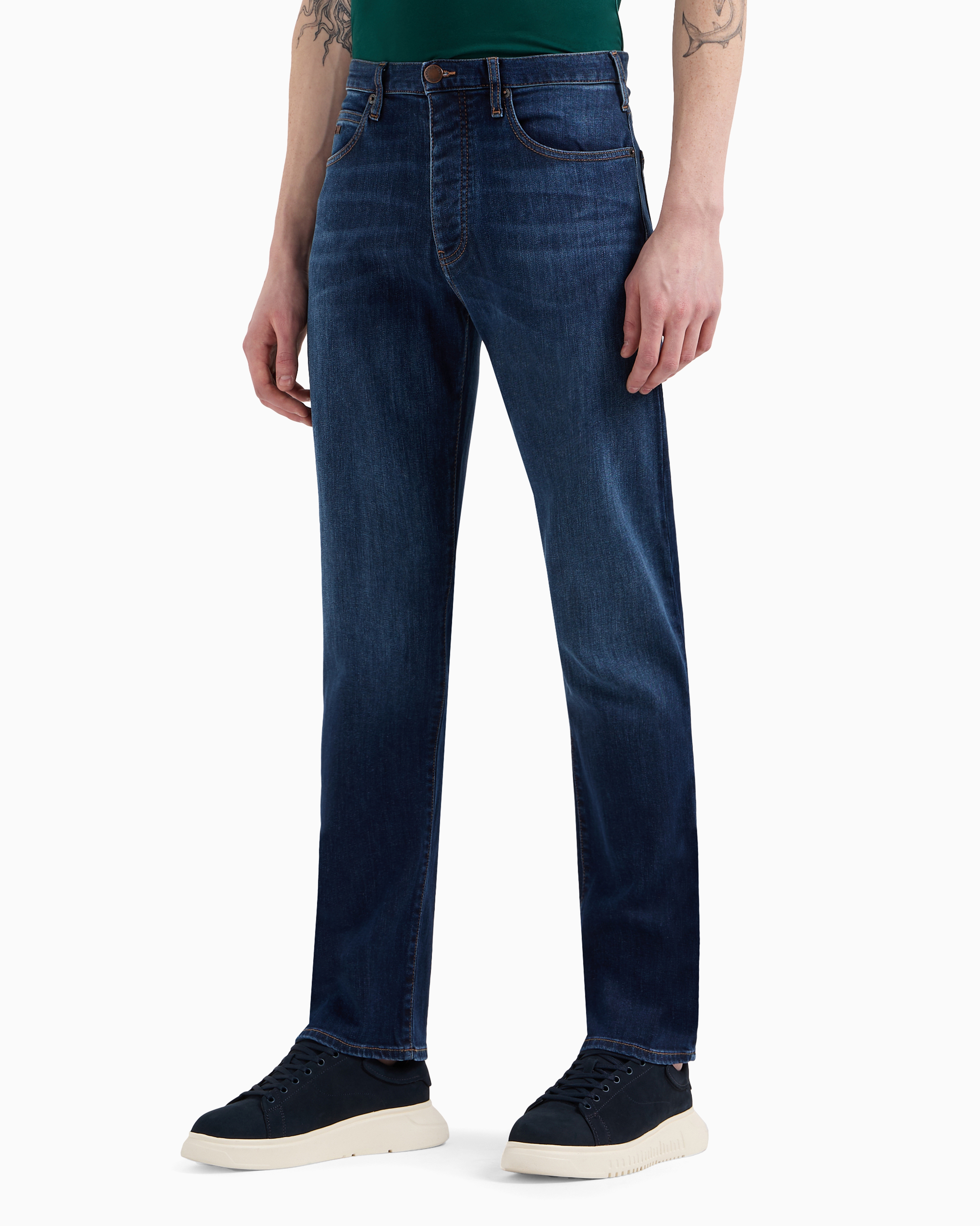 Emporio Armani - J21 Regular-fit jeans washed 11.5 oz comfort denim, Man, Blue, Size: