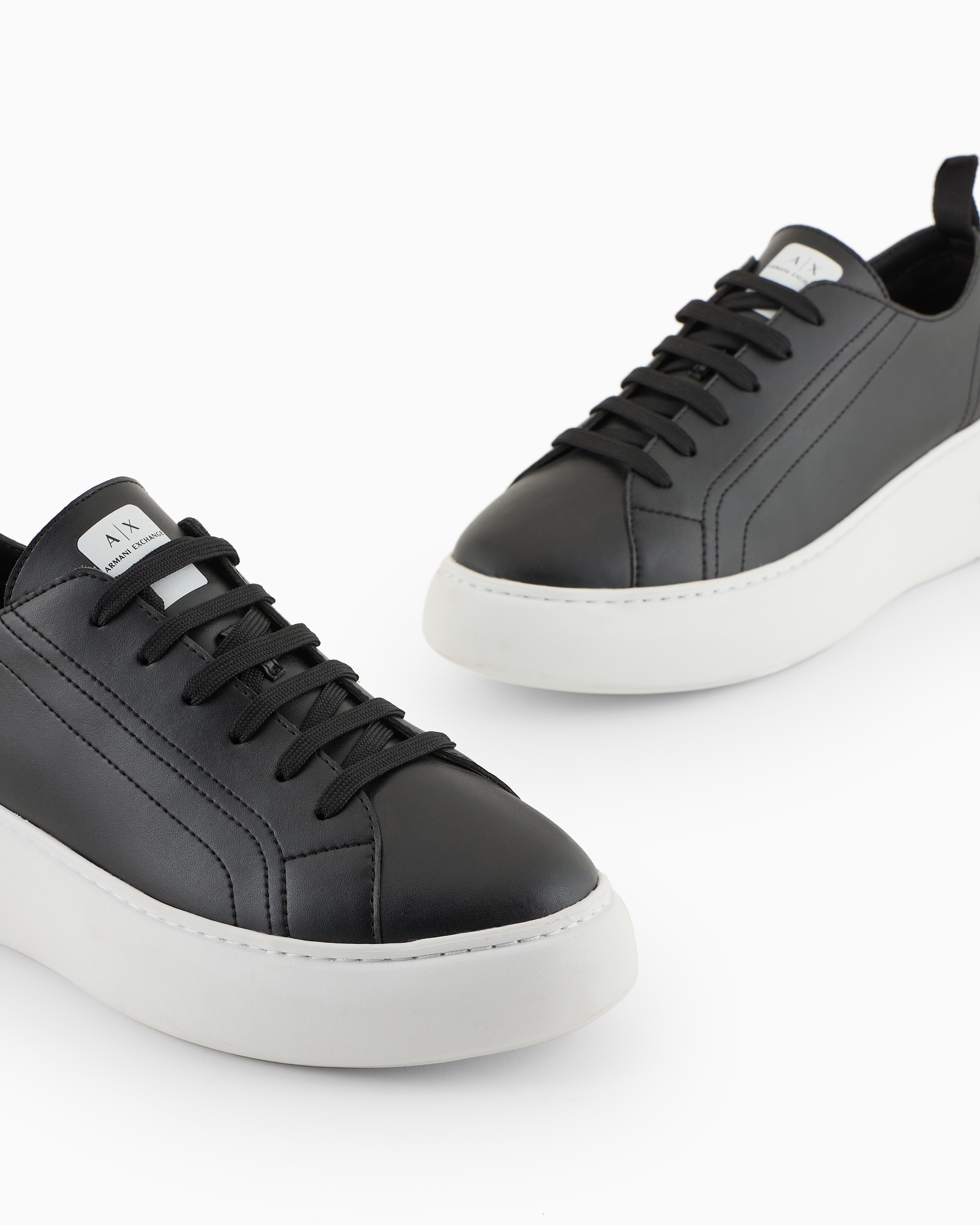 Armani Exchange - Chunky leather sneakers, Woman, Black, Size: