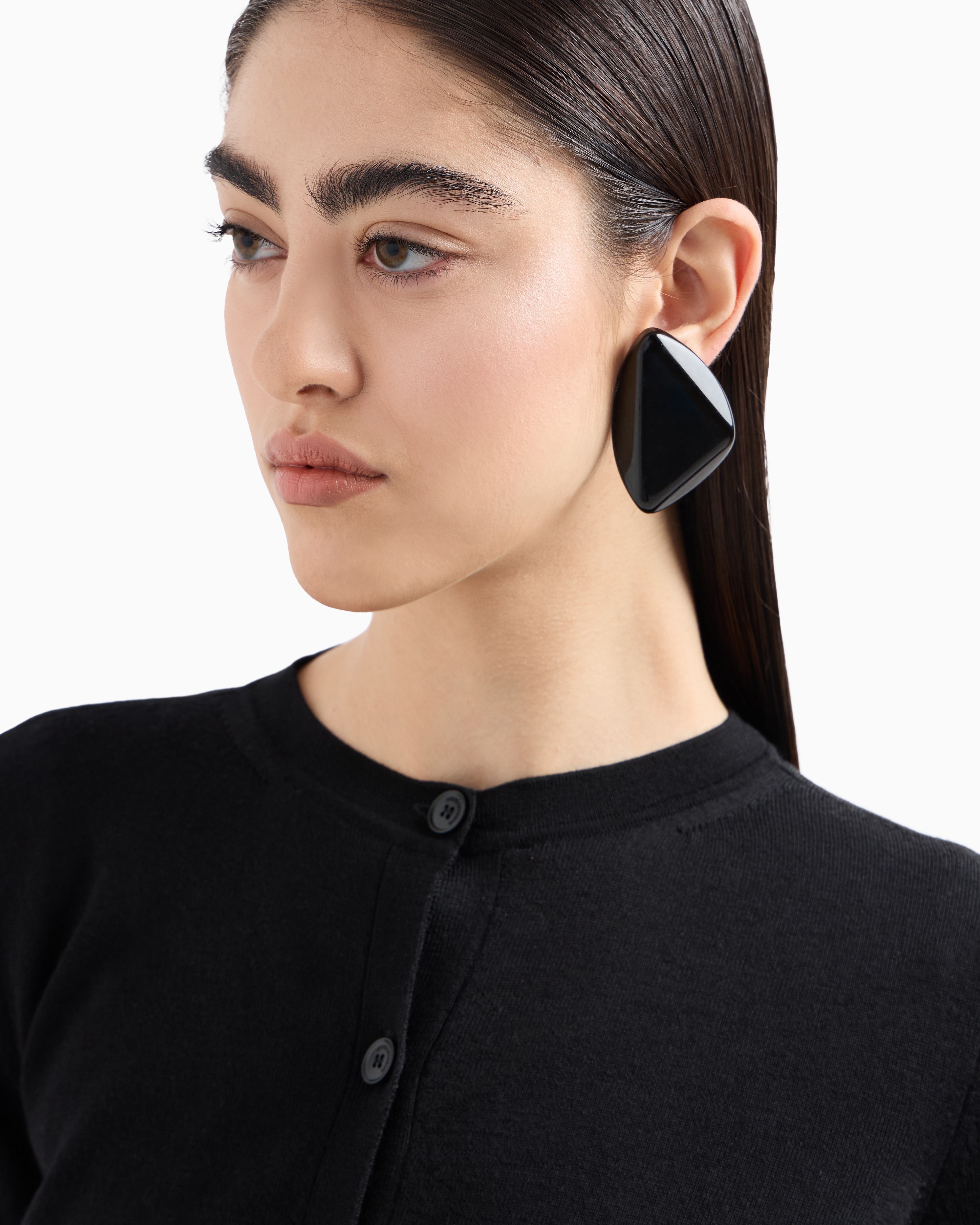 Emporio Armani - Cardigan in plain-knit, pure virgin wool, Woman, Black, Size: 52