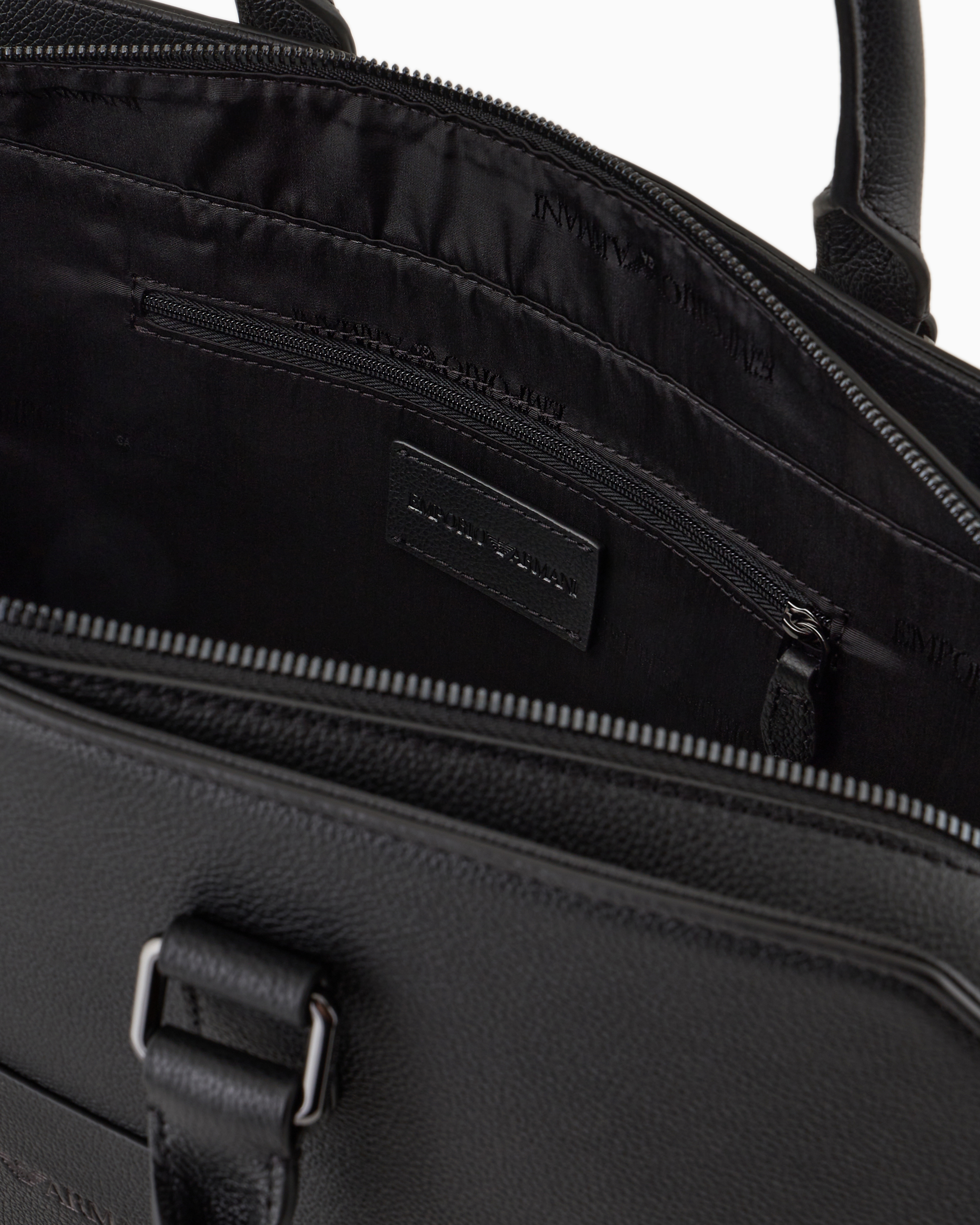 Business bag in tumbled leather | Emporio Armani