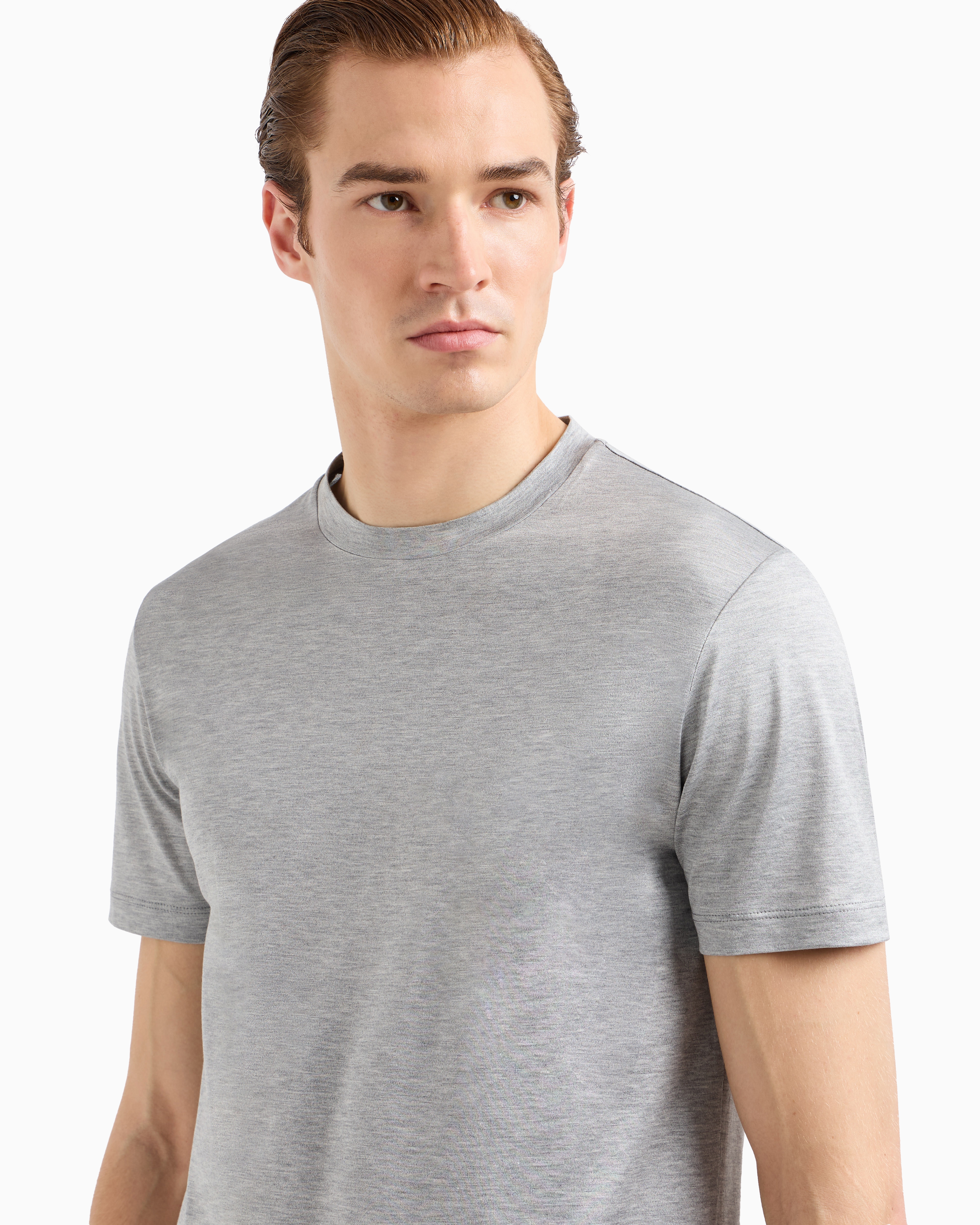 Tシャツ シルク／コットン混紡 プレーンニットジャージー