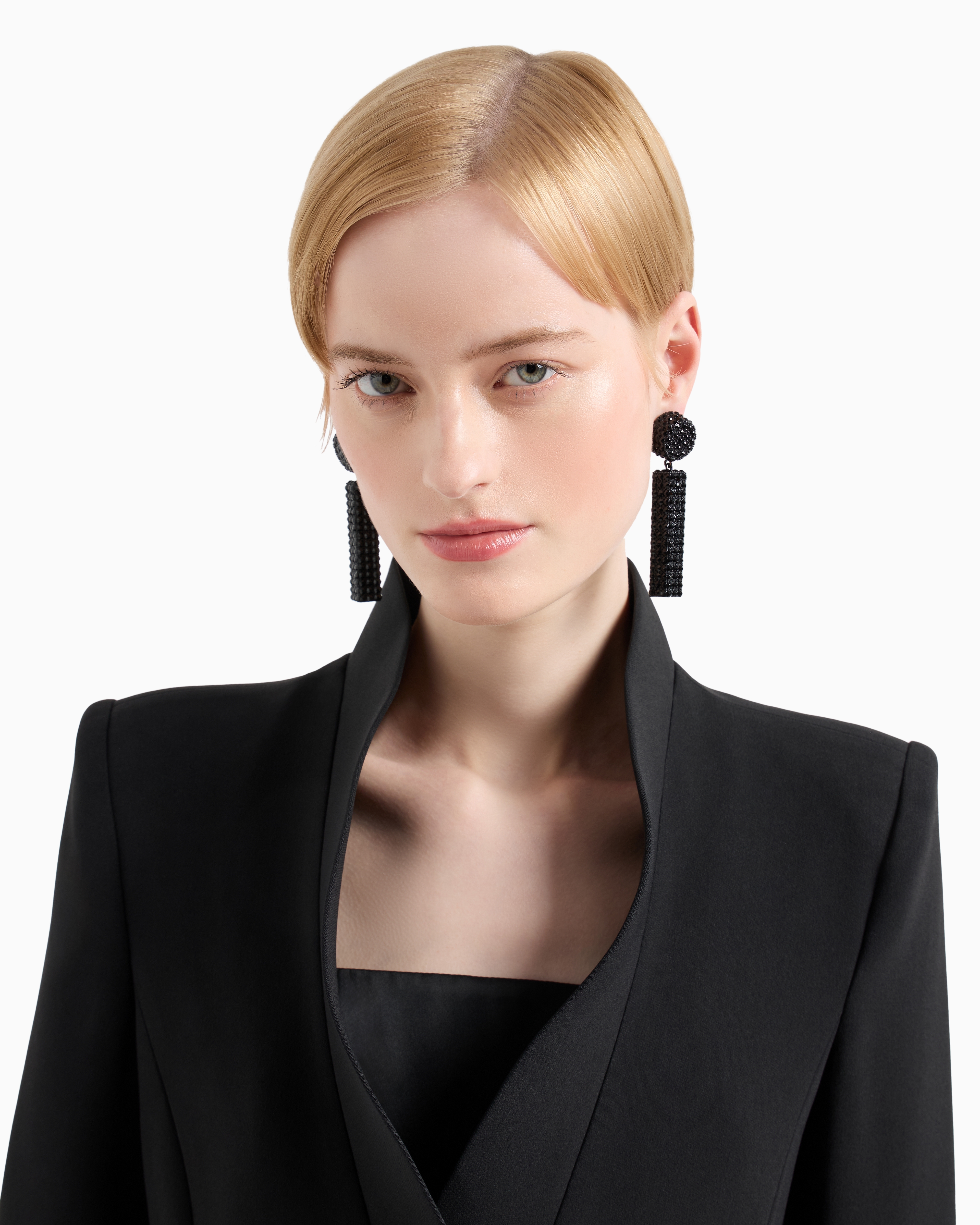 Emporio Armani - Crêpe cady jacket with ruffle-effect contoured edges, Woman, Black, Size: