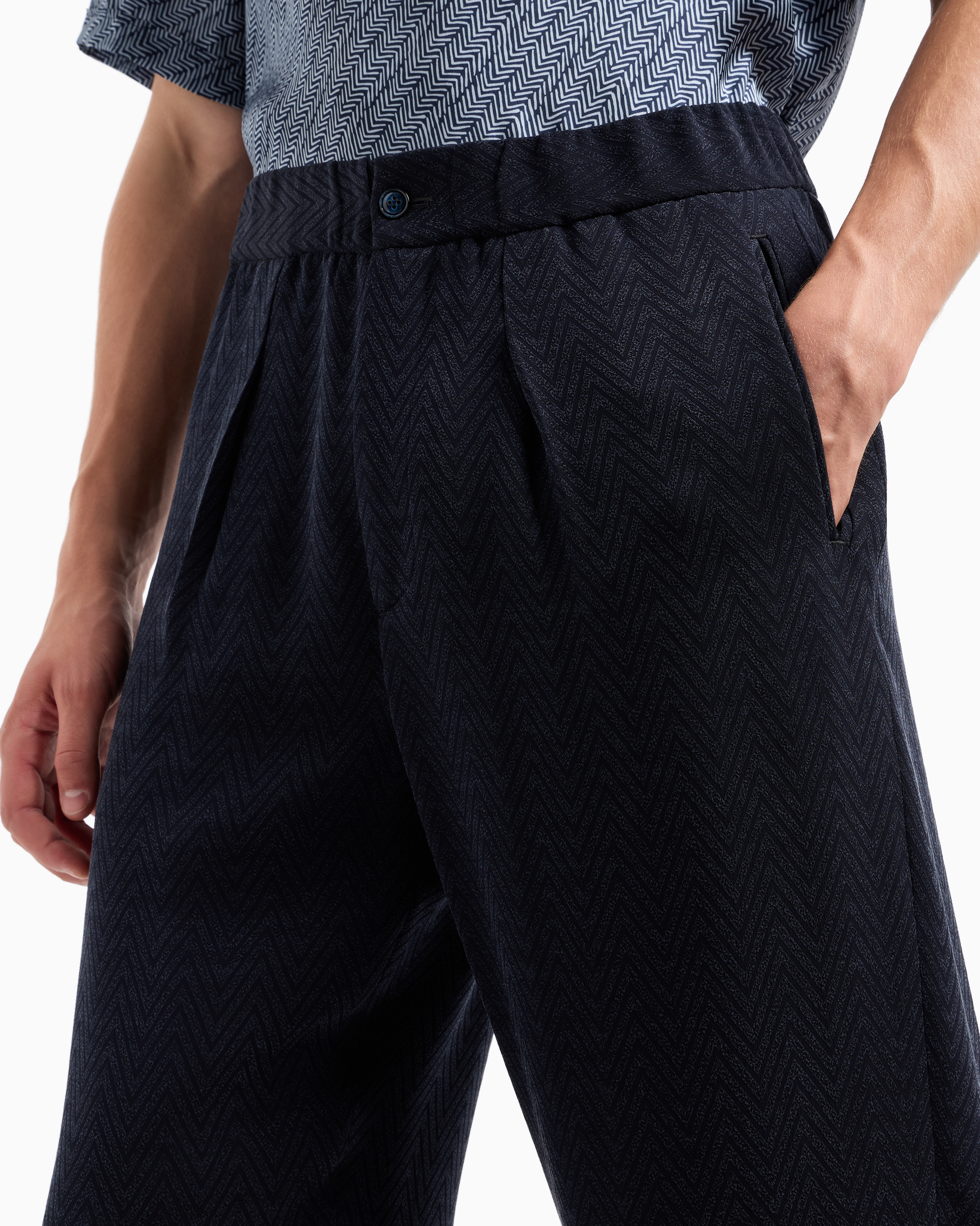 Single-pleat trousers in a chevron cupro and viscose | Giorgio Armani