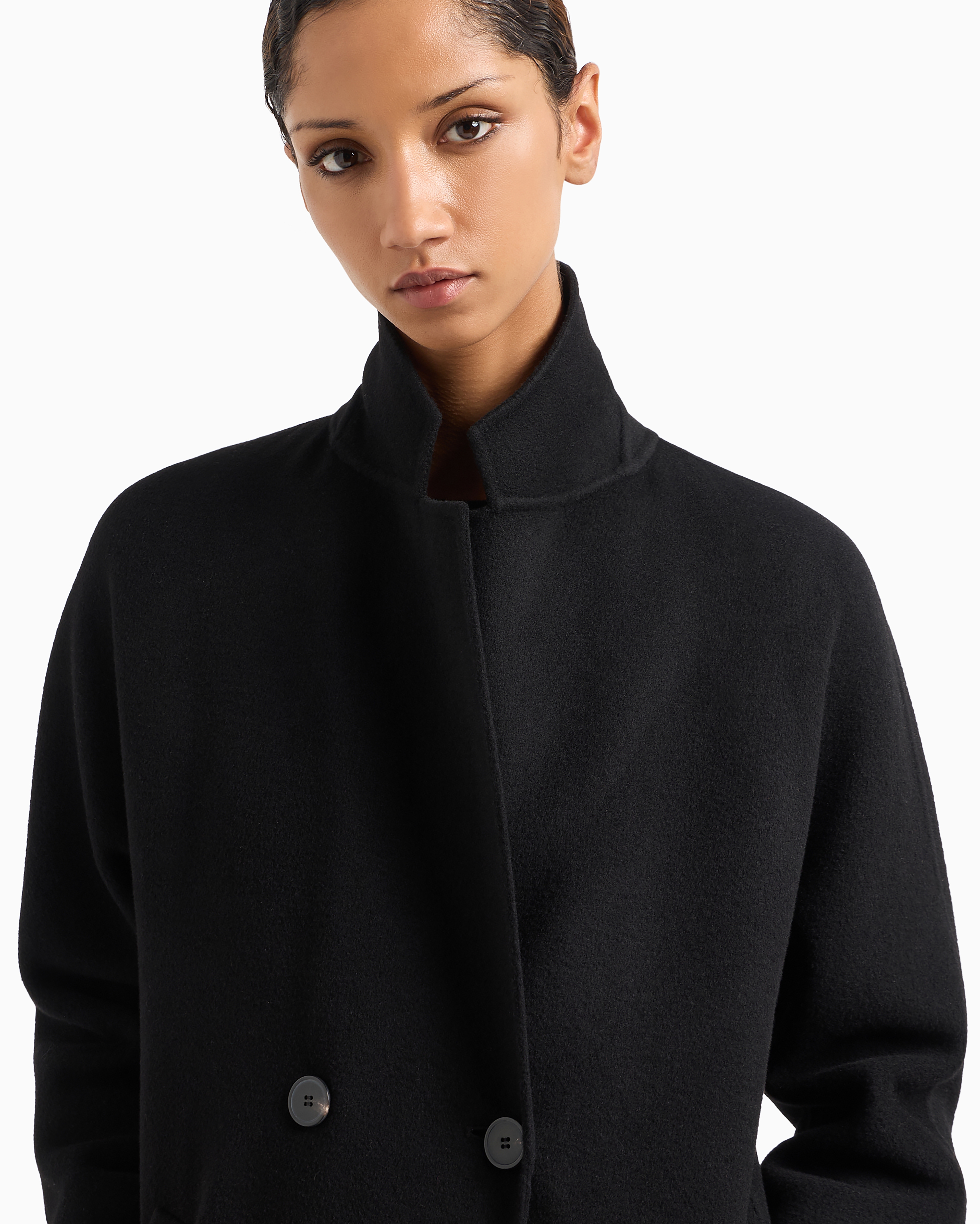 Giorgio Armani ダブルブレストコート ブラック カシミア undefined