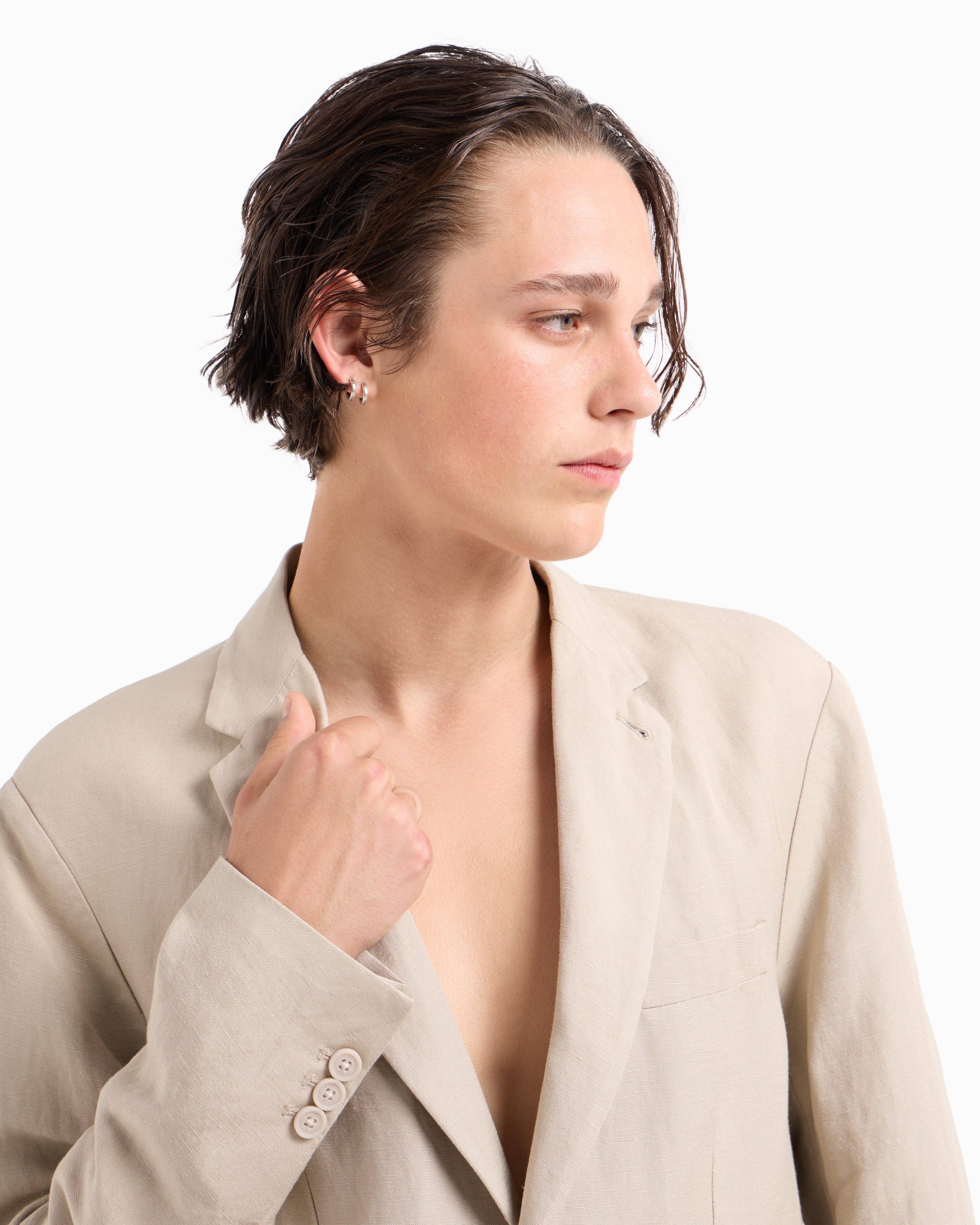 Armani Exchange - Single-breasted two-button jacket, Man, Beige, Size: 38