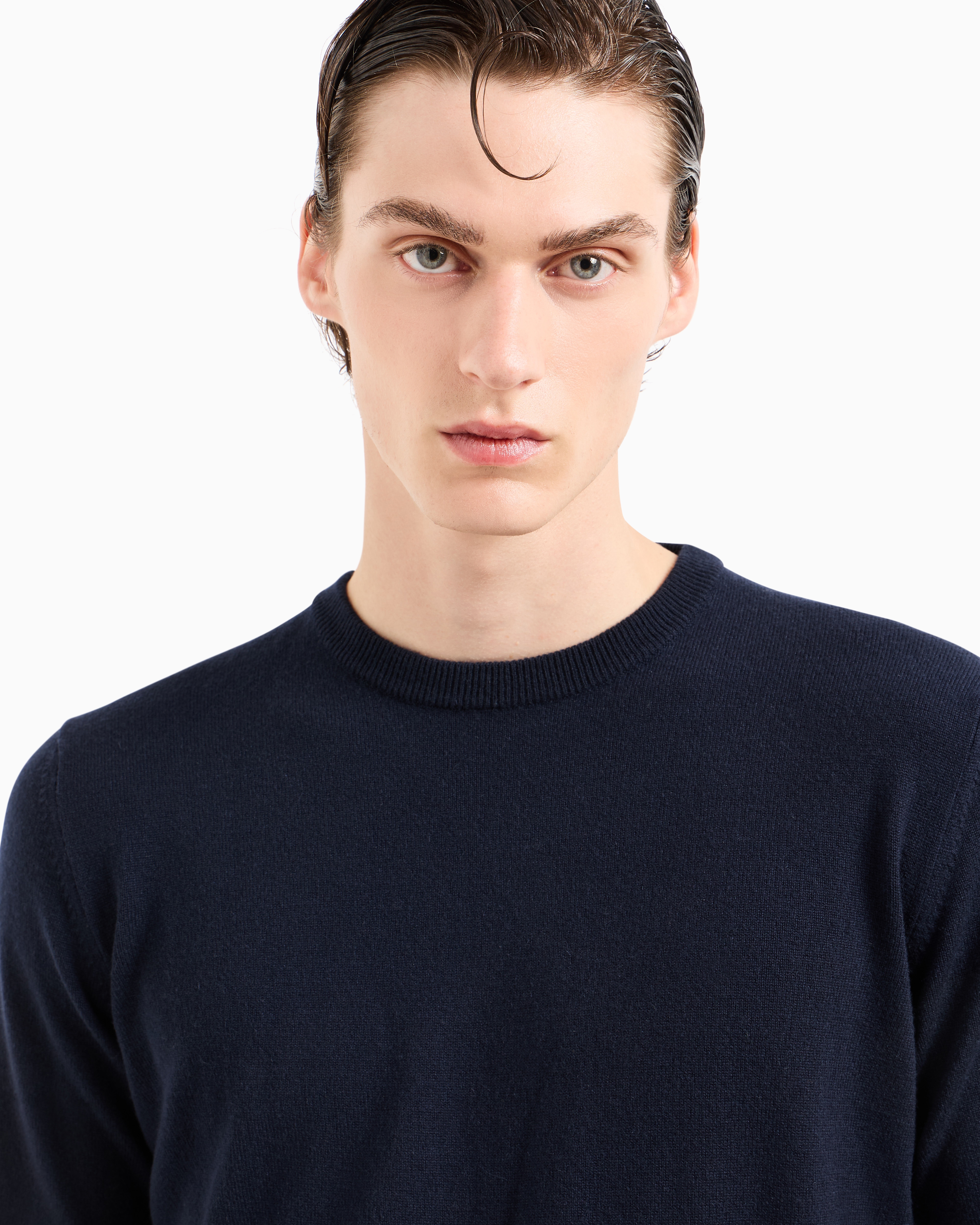 Giorgio Armani ネイビーリブ編みセーター Giorgio Armani ネイビーリブ編みセーター Giorgio Armani ネイビー