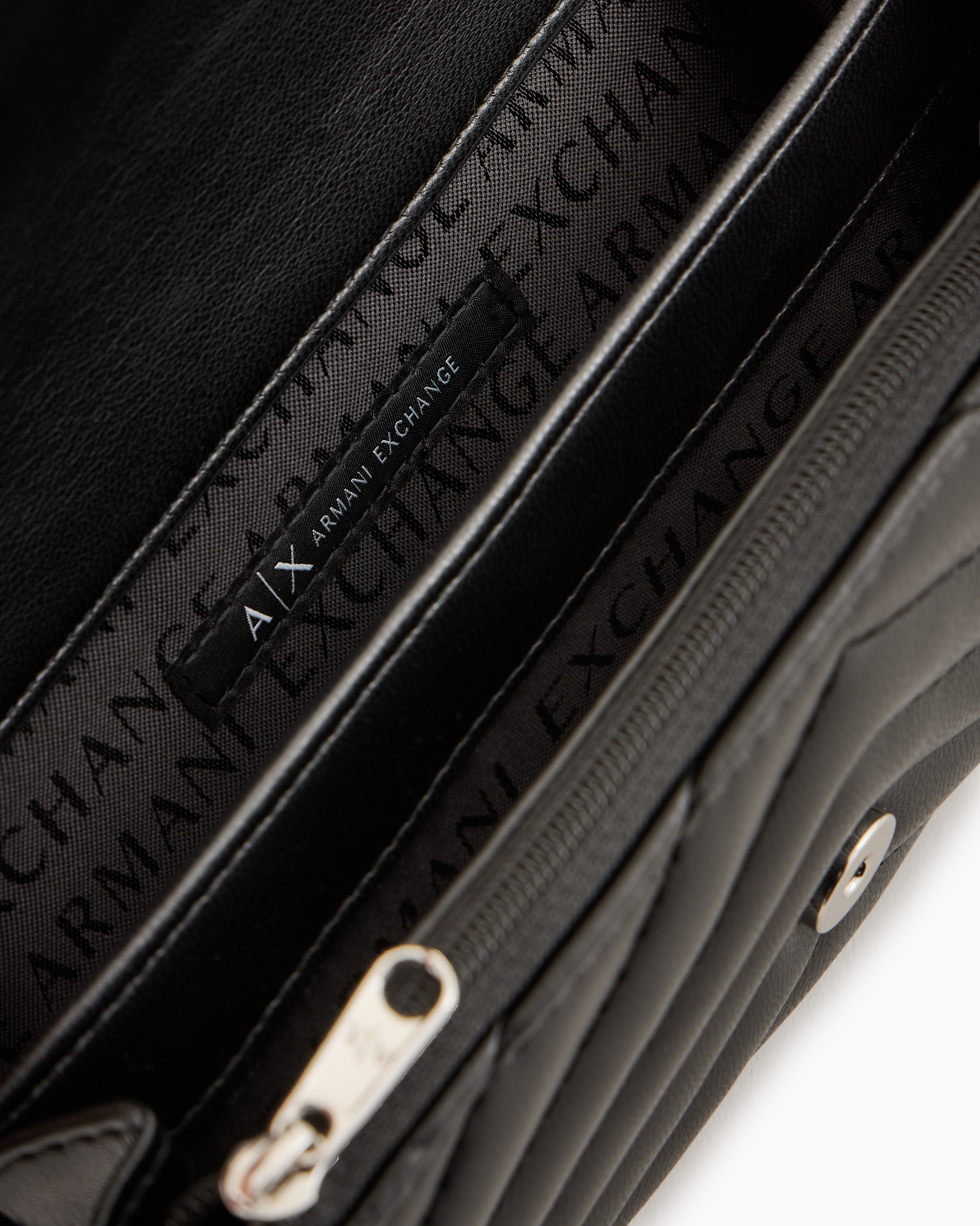 Armani Exchange - Wallet with flap and quilted shoulder strap, Woman, Black, Size: TU