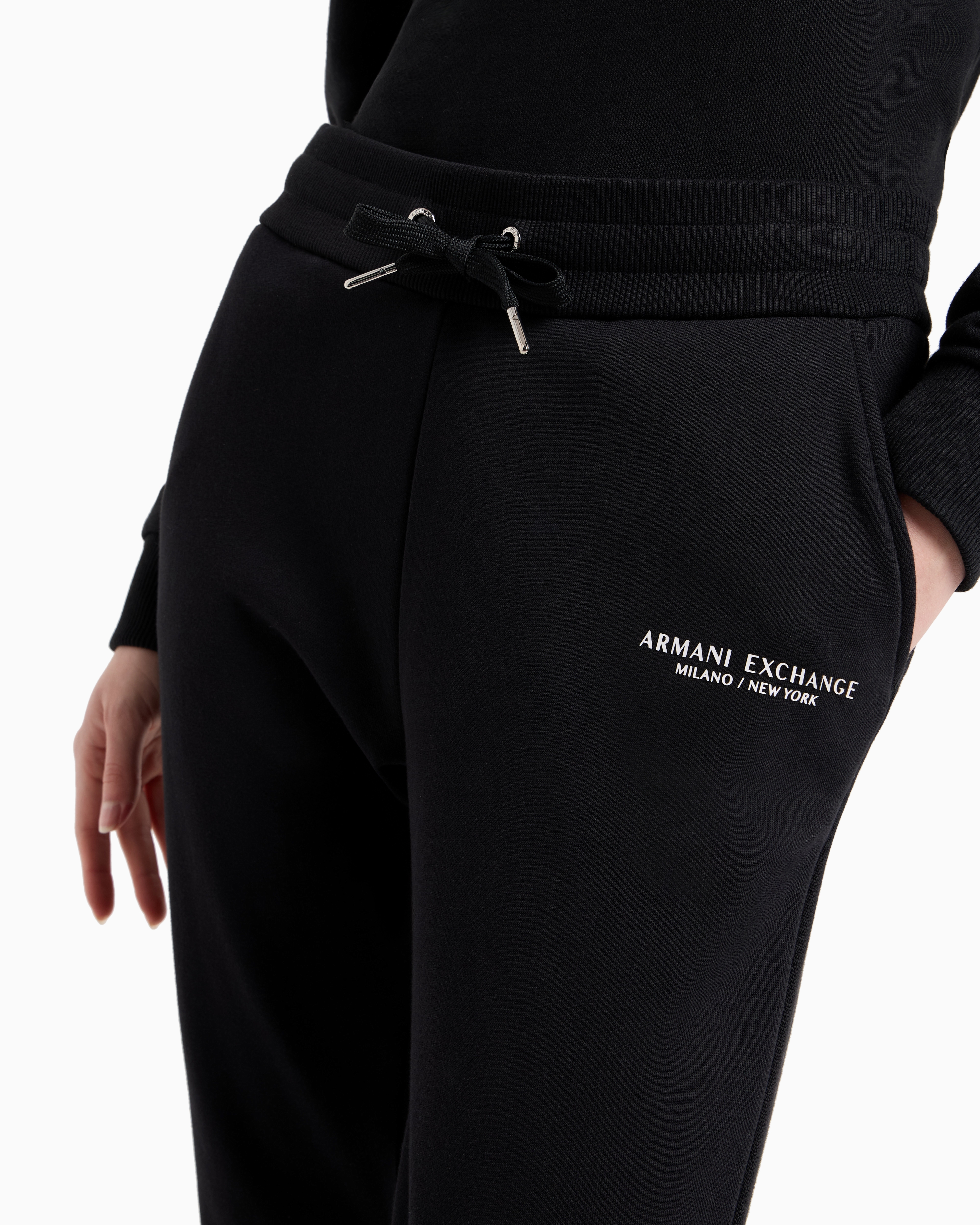 (取寄) アルマーニエクスチェンジ メンズ ミラノ / ニュー ヨーク ロゴ ドローストリング ジョガーズ Armani Exchange men Milano/New York Logo Drawstring Joggers Black undefined