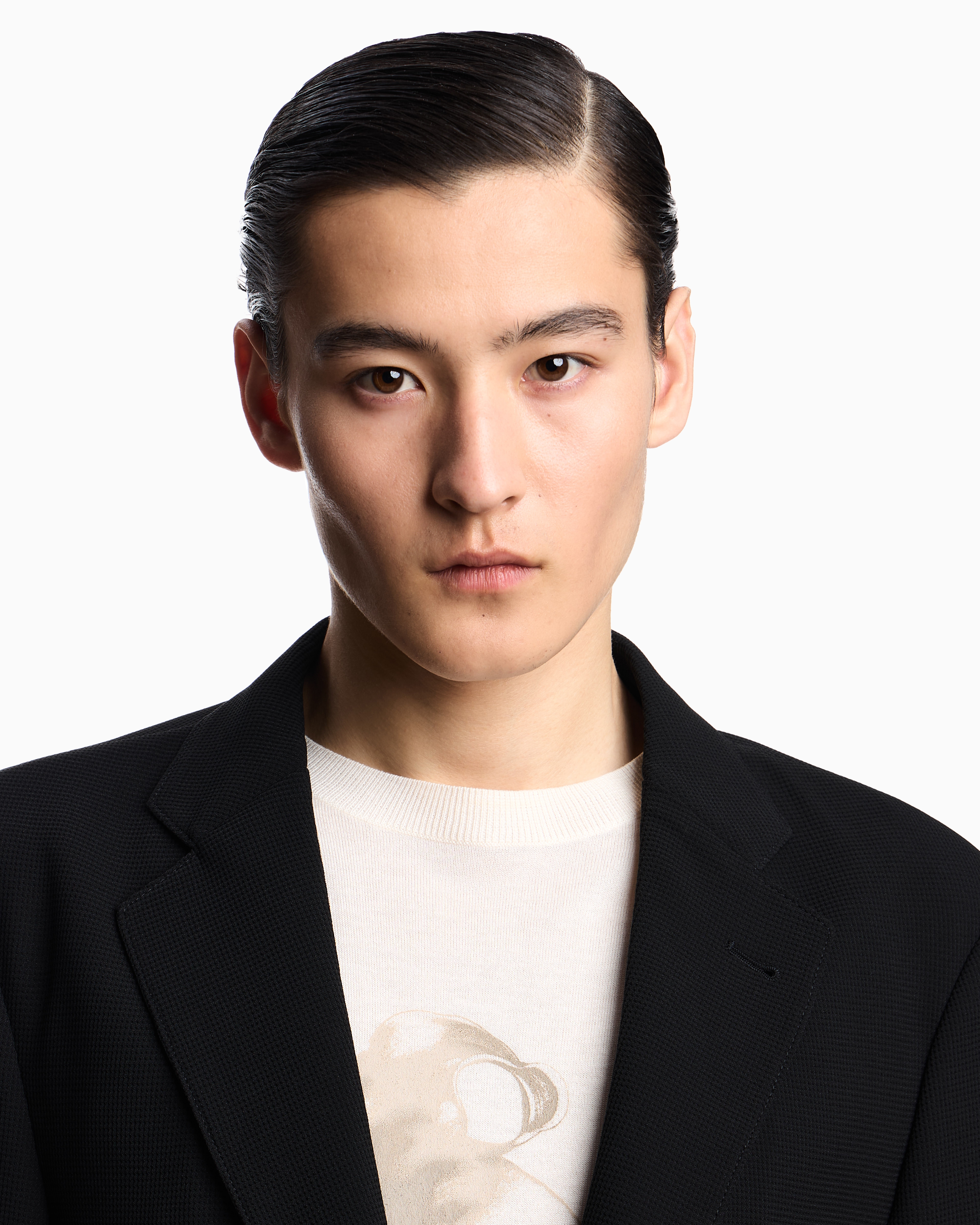 Icon シングルブレストジャケット クレープジャージー ピケ風マイクロ