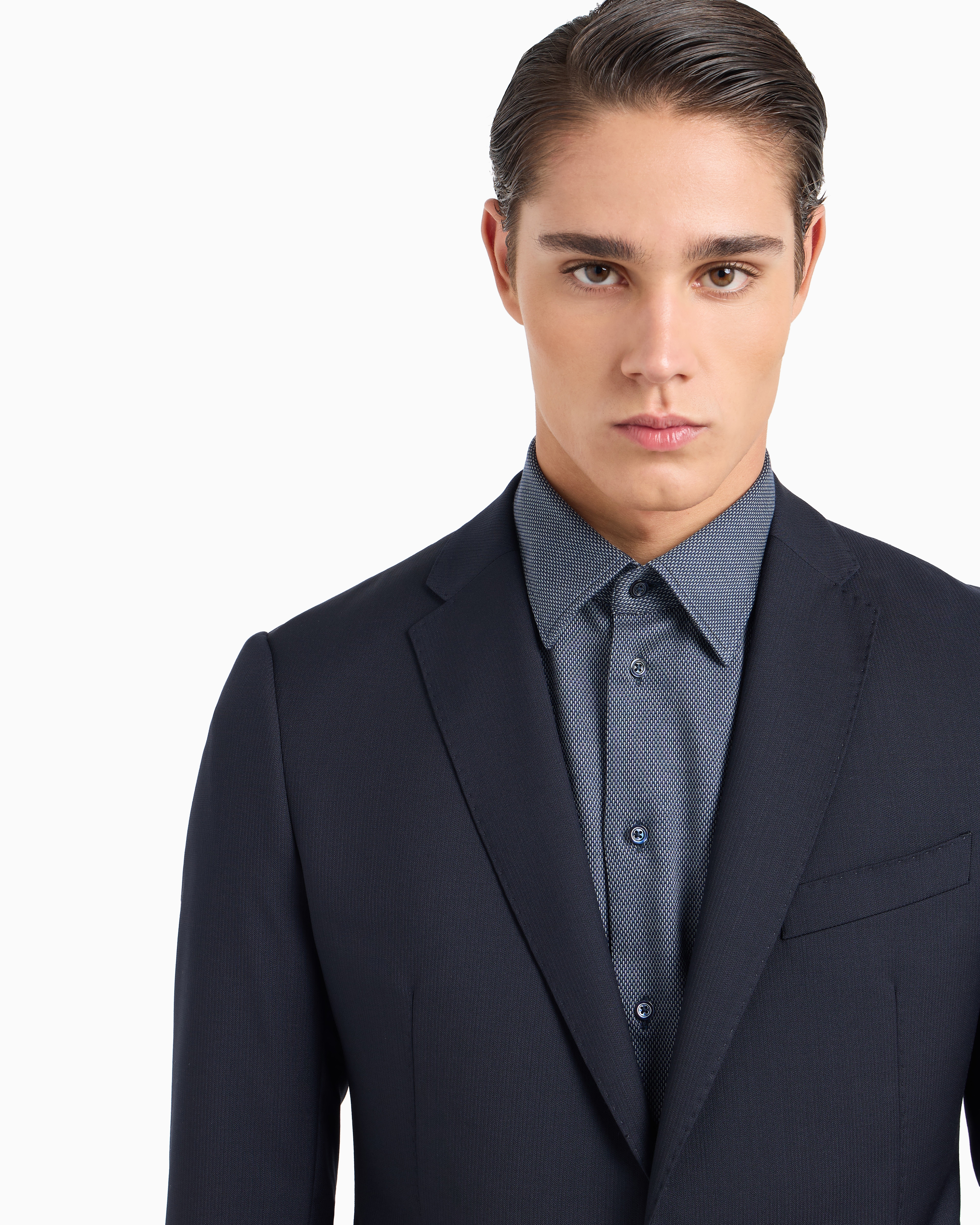 スリムフィット シングルブレストスーツ バージンウール トーンオン