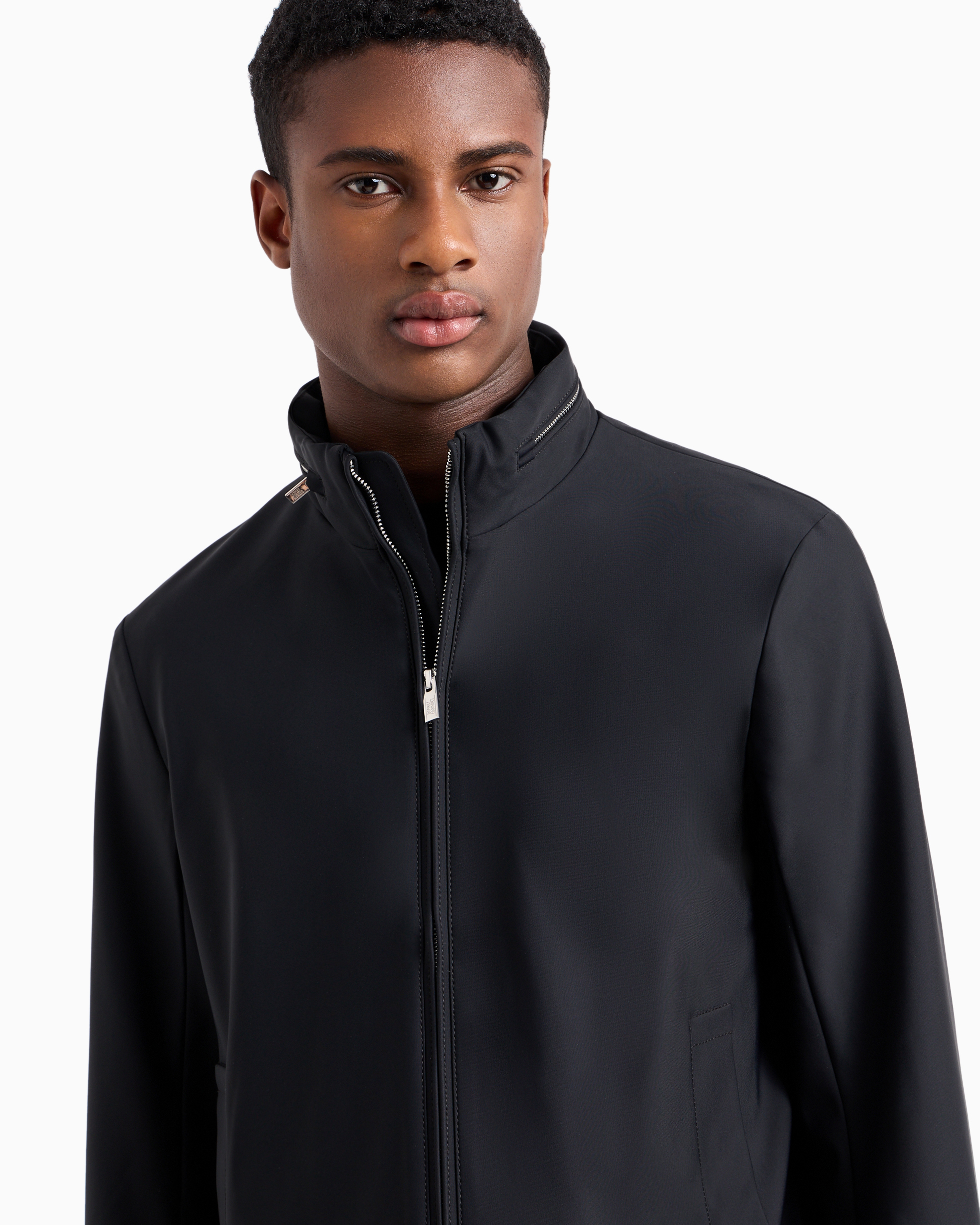 Full-zip nylon blouson with stowaway hood | Emporio Armani