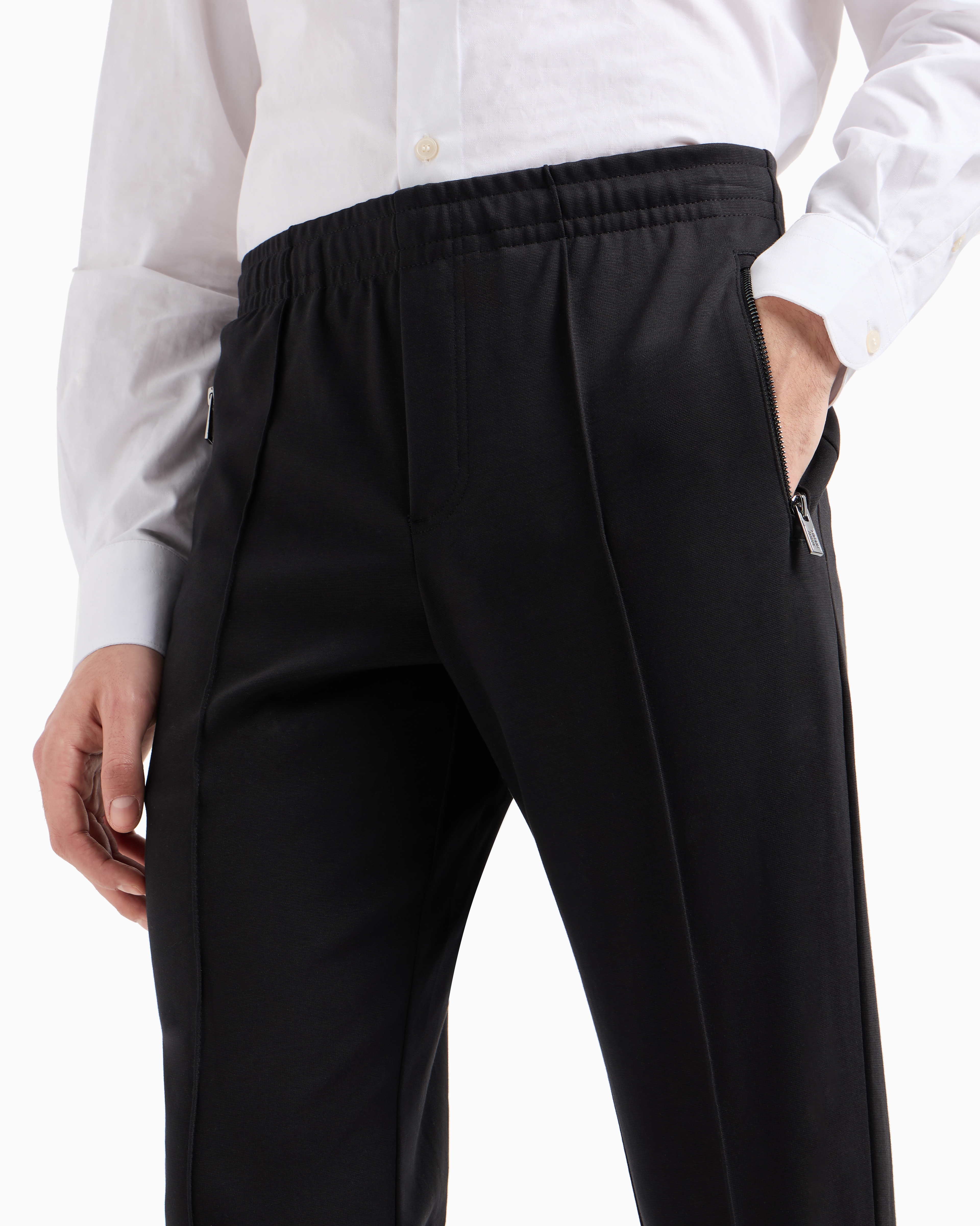hiromiマークアンドロナ　ジッパーポケット付き黒パンツ Short Cargo Pants (Black)(FREE SIZE Black): YOHJI YAMAMOTO