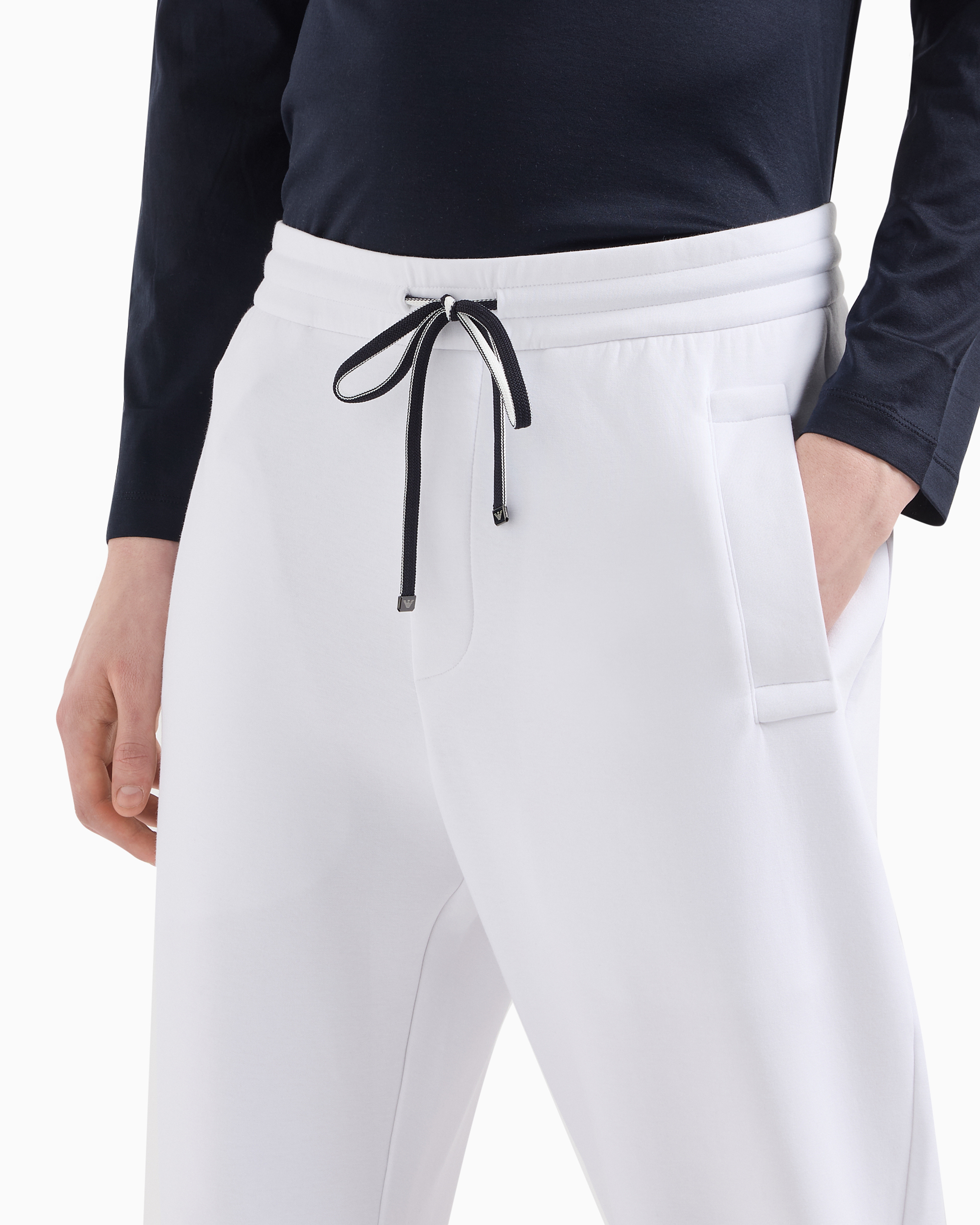 Emporio Armani - Double-jersey joggers, Man, White, Size: