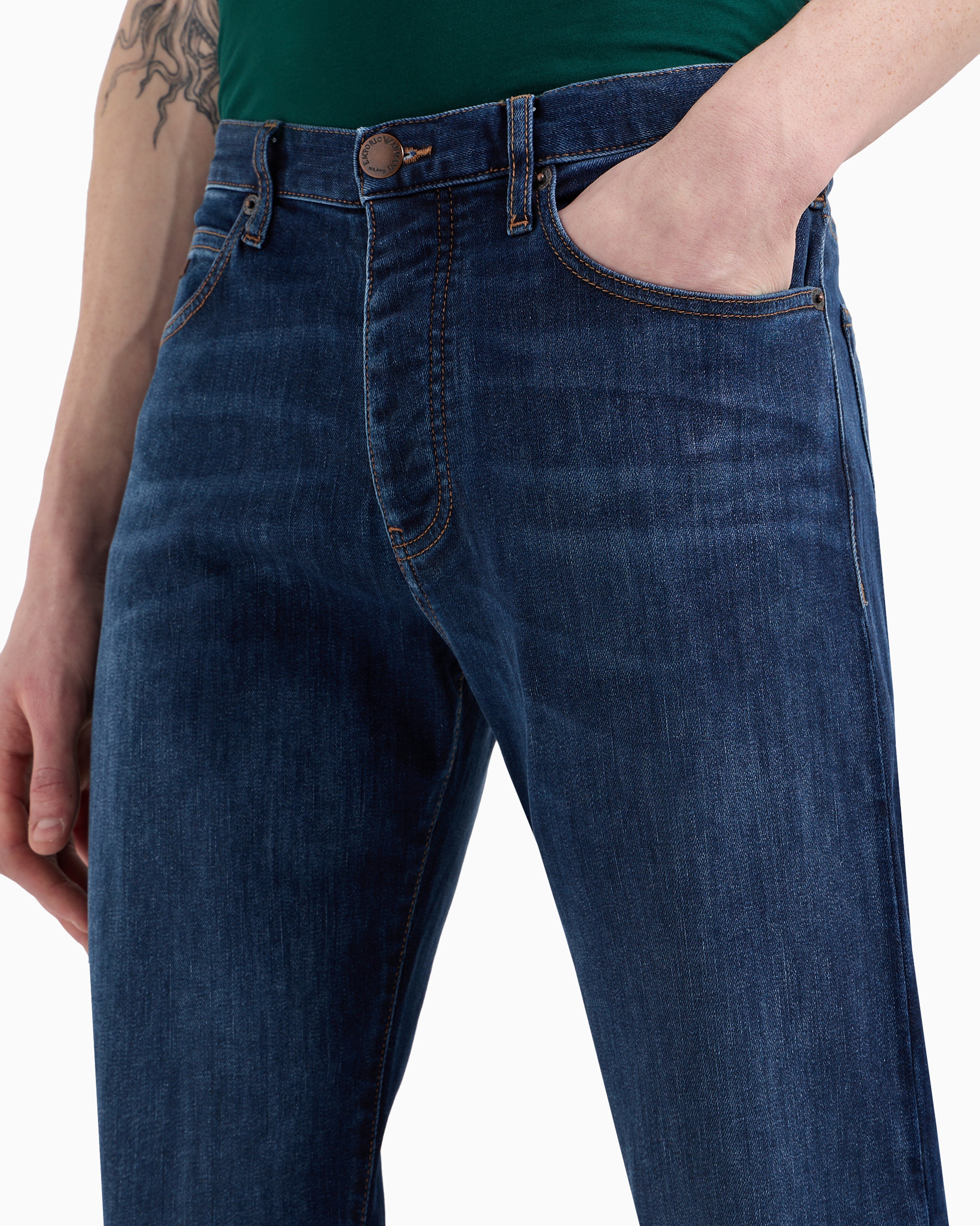 Emporio Armani - J21 Regular-fit jeans washed 11.5 oz comfort denim, Man, Blue, Size: