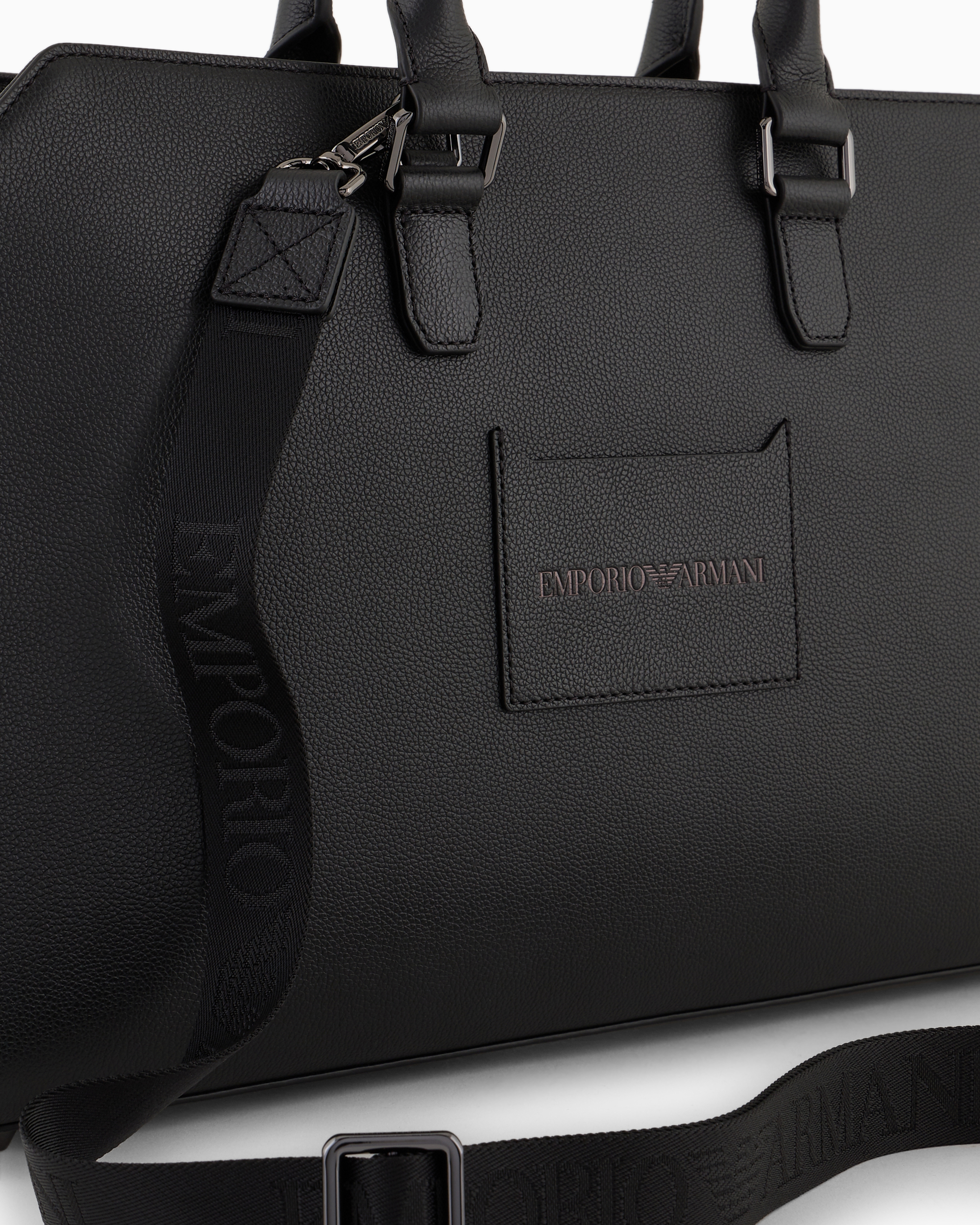Business bag in tumbled leather | Emporio Armani
