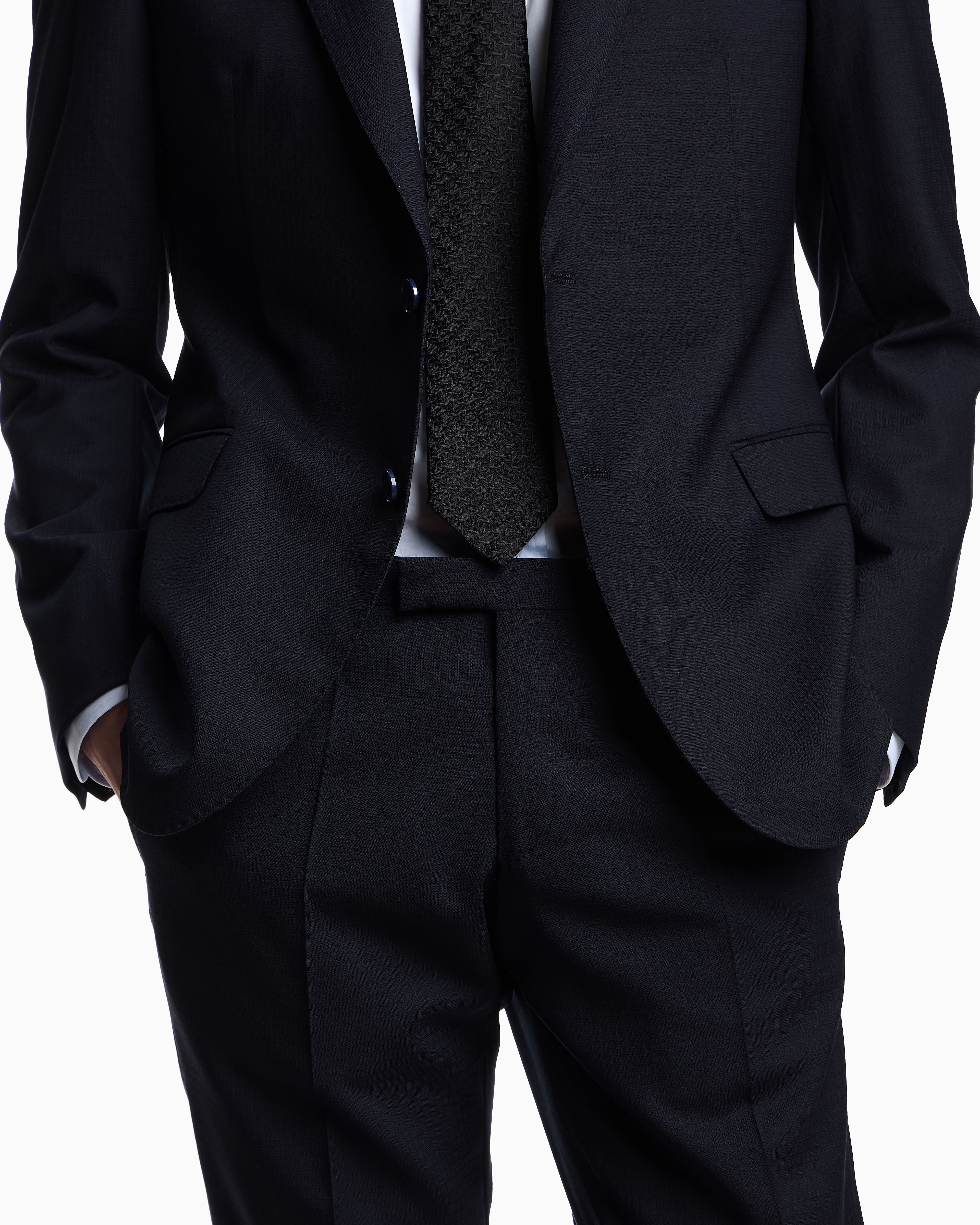 Emporio Armani - Regular-fit, single-breasted suit in natural stretch, tropical light wool, Man, Navy Blue, Size: 48_R