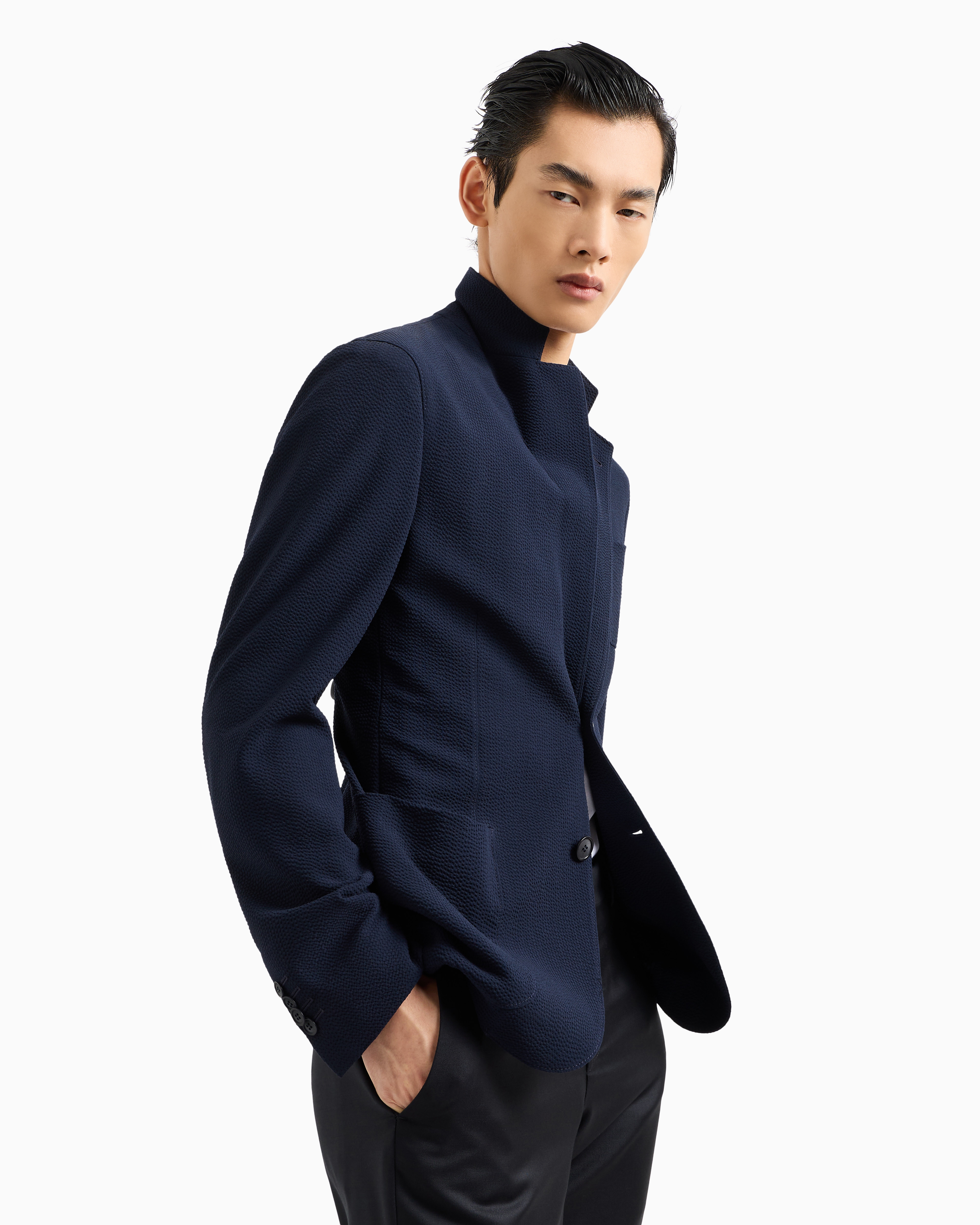 シングルブレストジャケット ウール シアサッカー製 ストレッチ