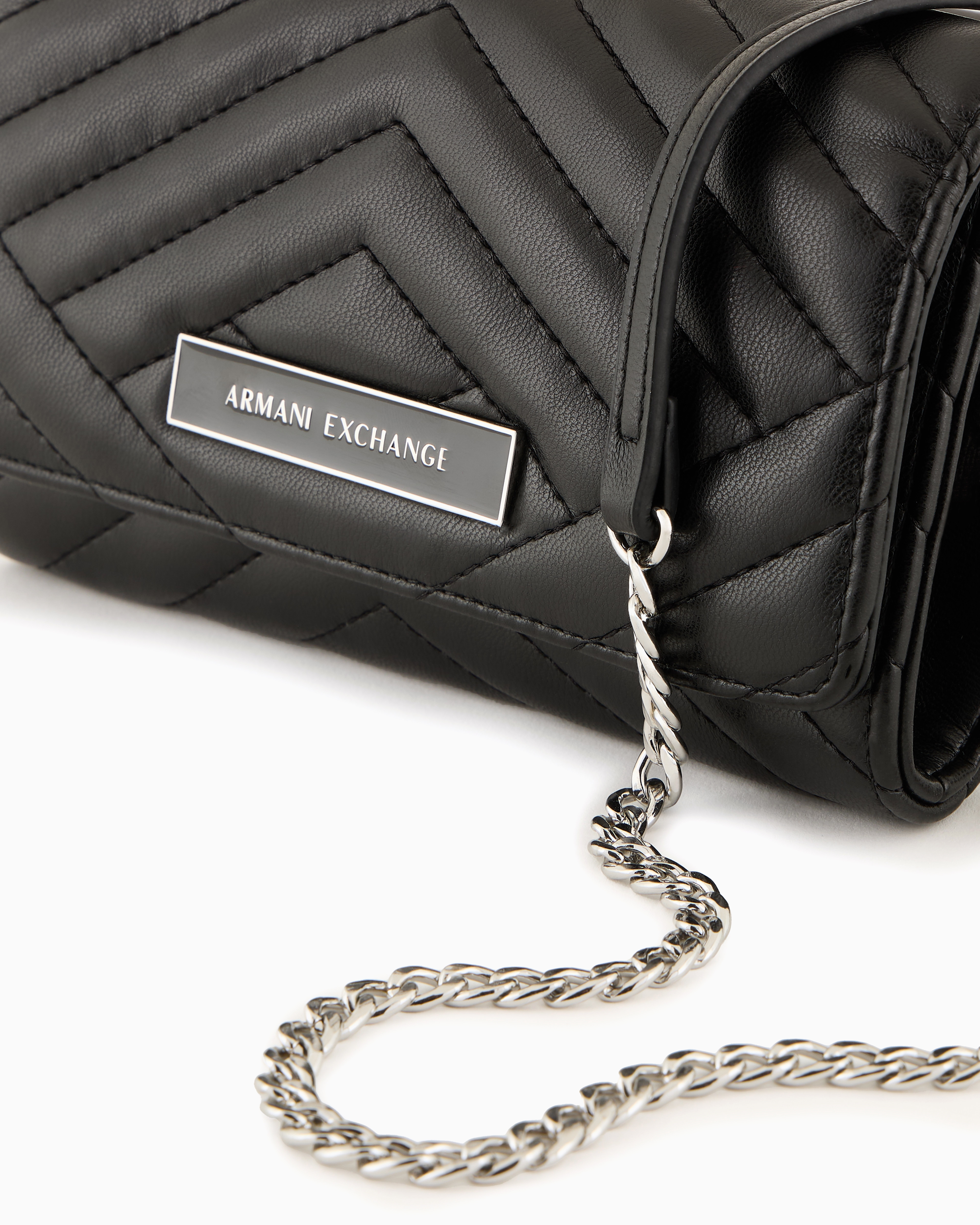 Armani Exchange - Wallet with flap and quilted shoulder strap, Woman, Black, Size: TU