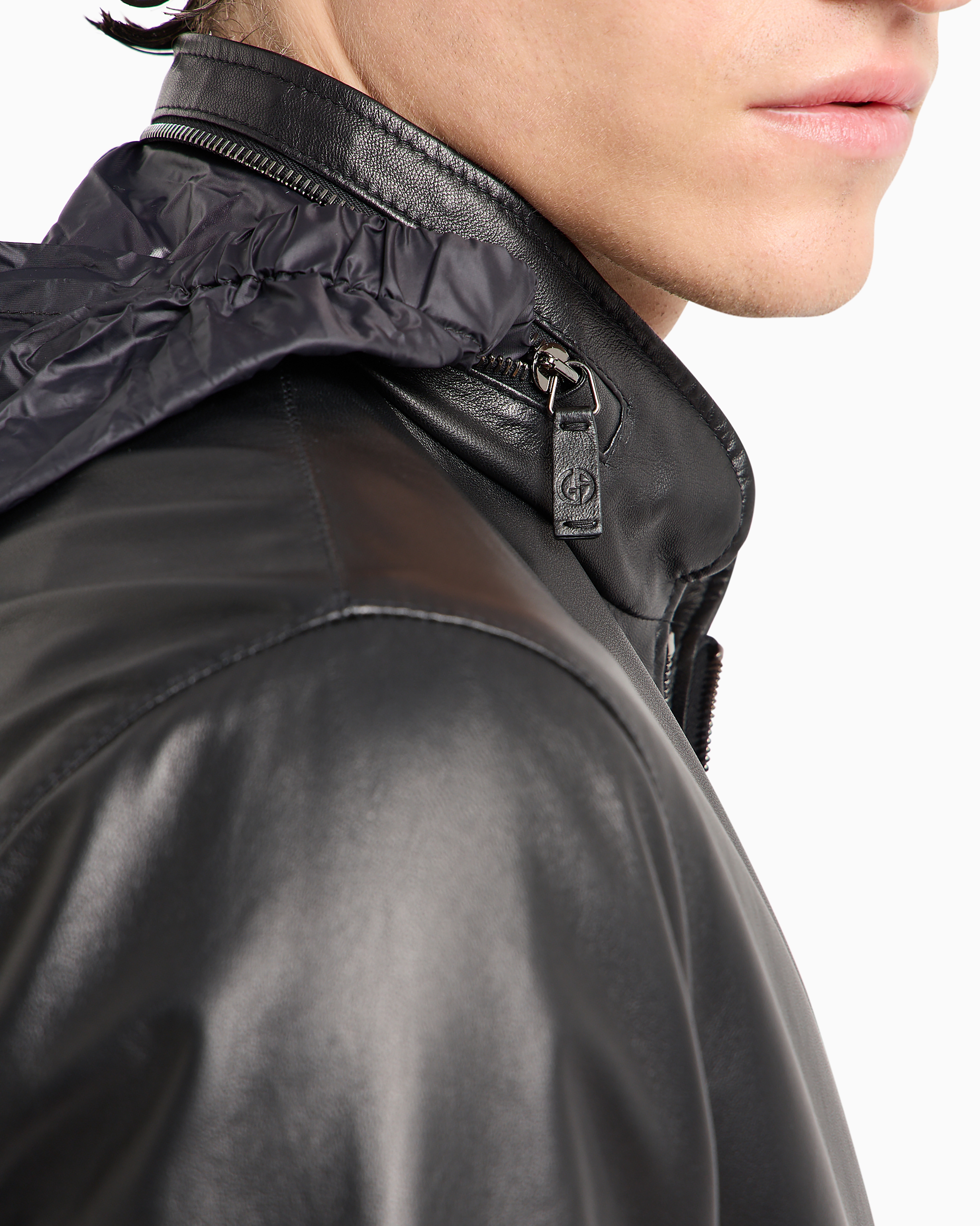 ジップアップブルゾン ナッパレザー | Giorgio Armani