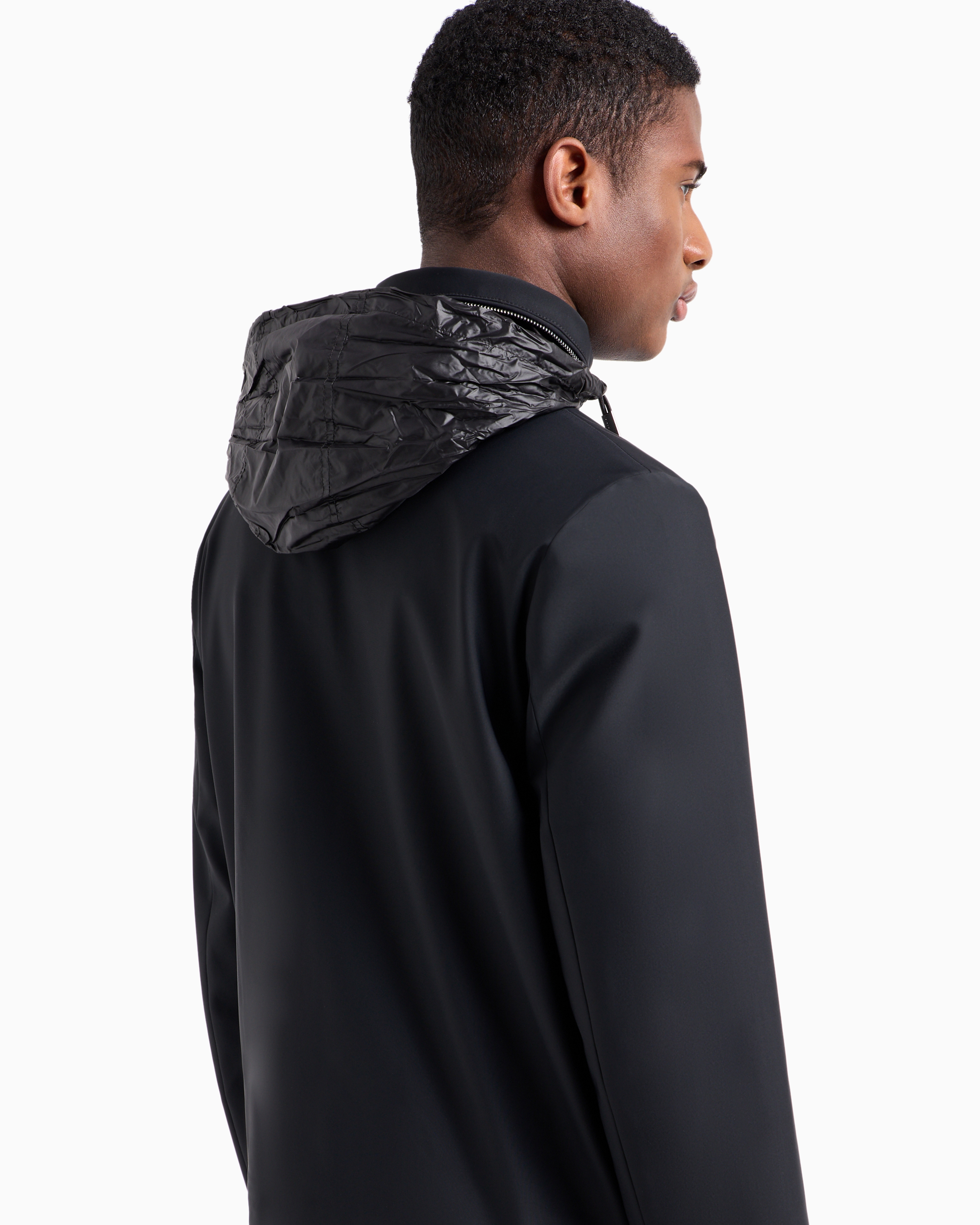 Full-zip nylon blouson with stowaway hood | Emporio Armani