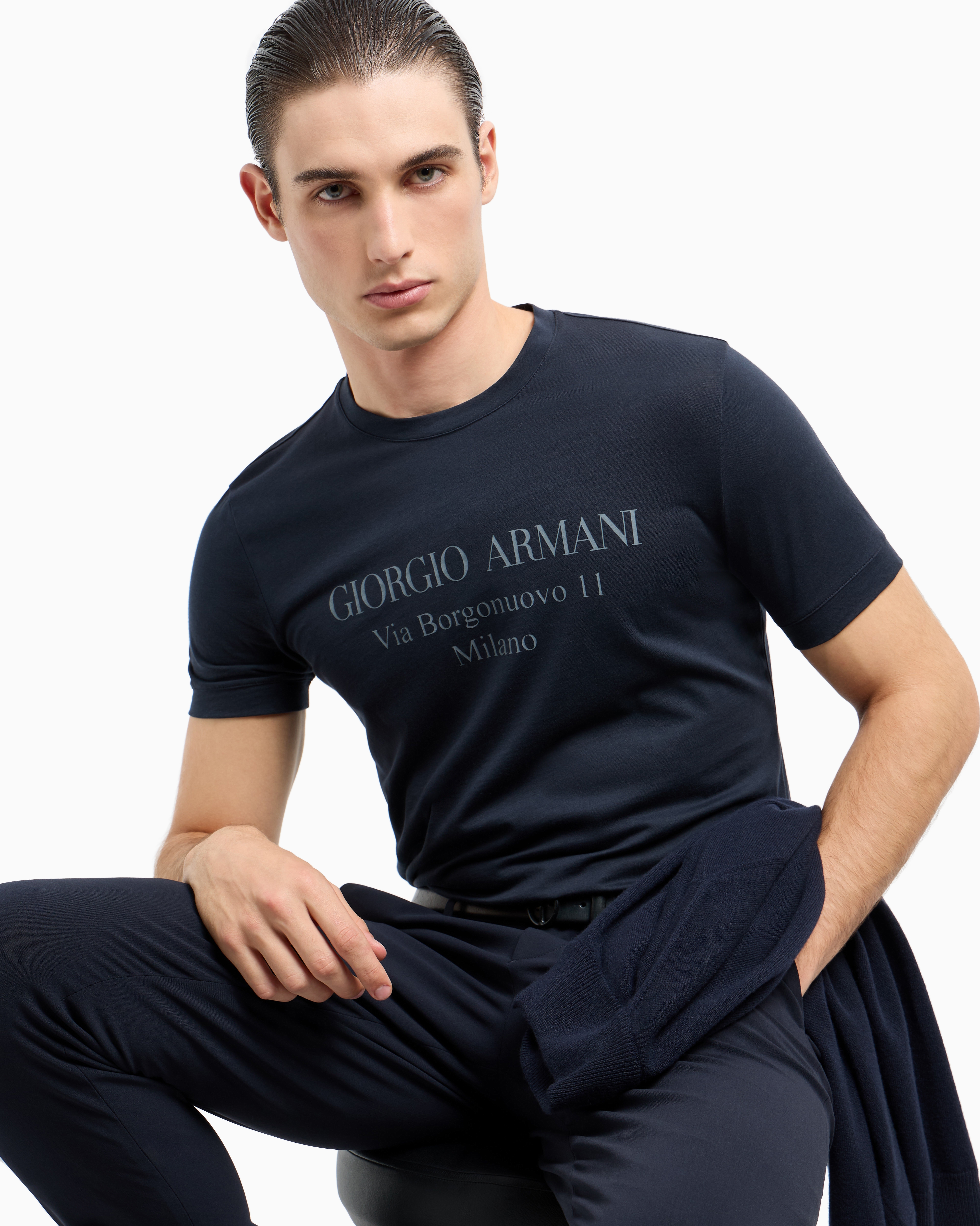 Borgonuovo 11 クルーネックTシャツ ピマコットンジャージー