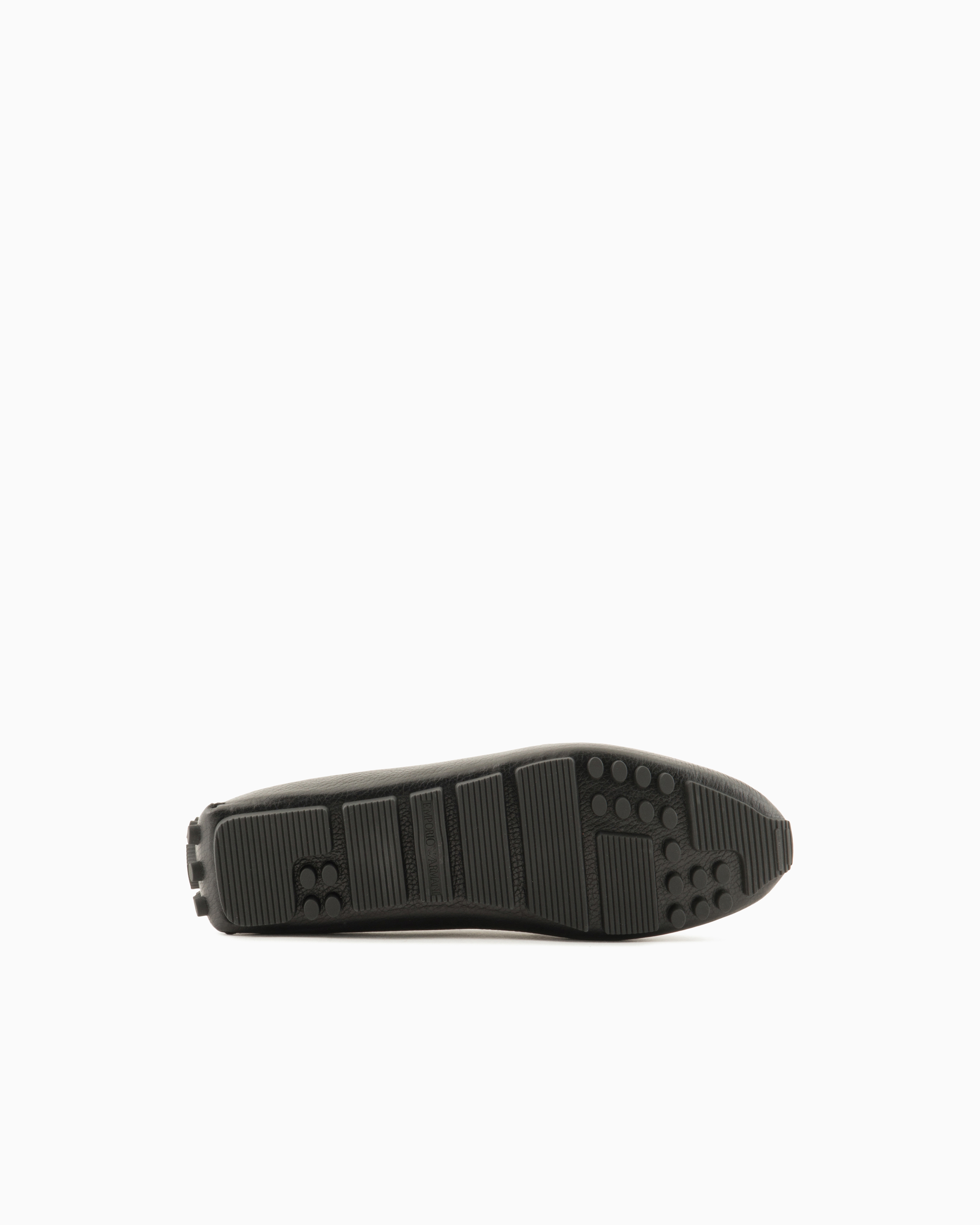 Emporio Armani - Pebbled leather driving loafers with stirrup bar, Man, Black, Size: