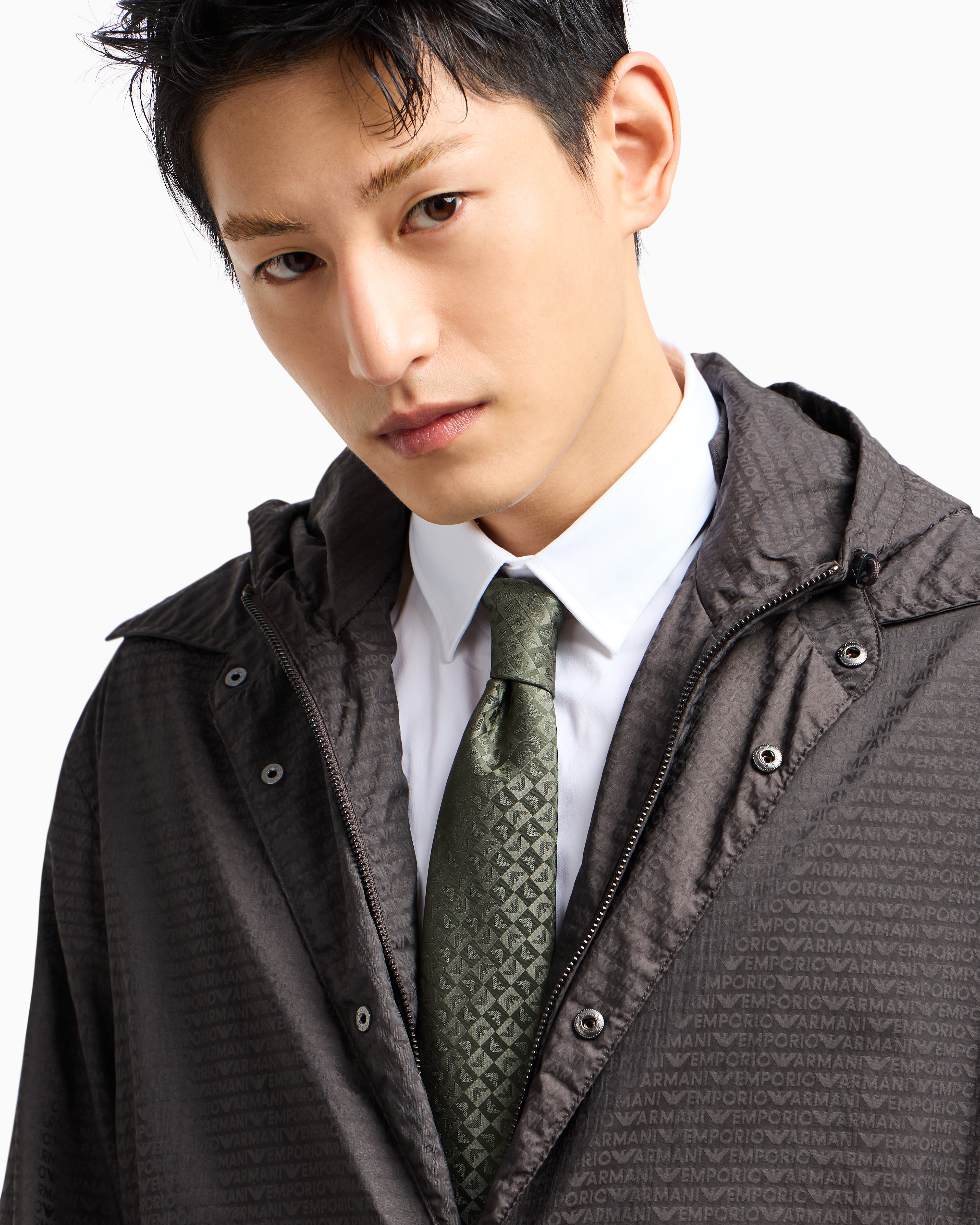 Emporio Armani - Pure silk eagle and check jacquard tie, Man, Green, Size: TU