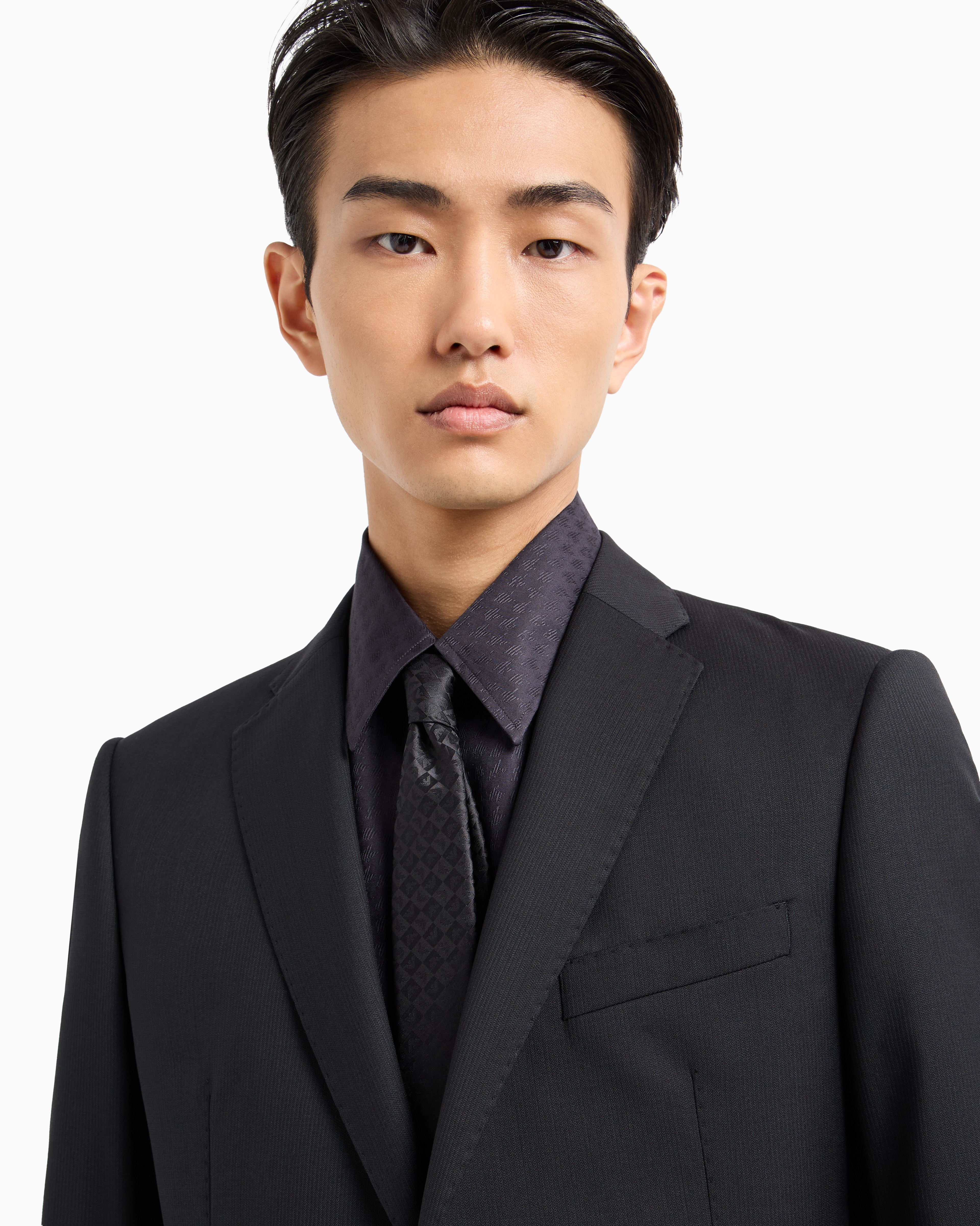 Emporio Armani - Pure silk eagle and check jacquard tie, Man, Black, Size: TU