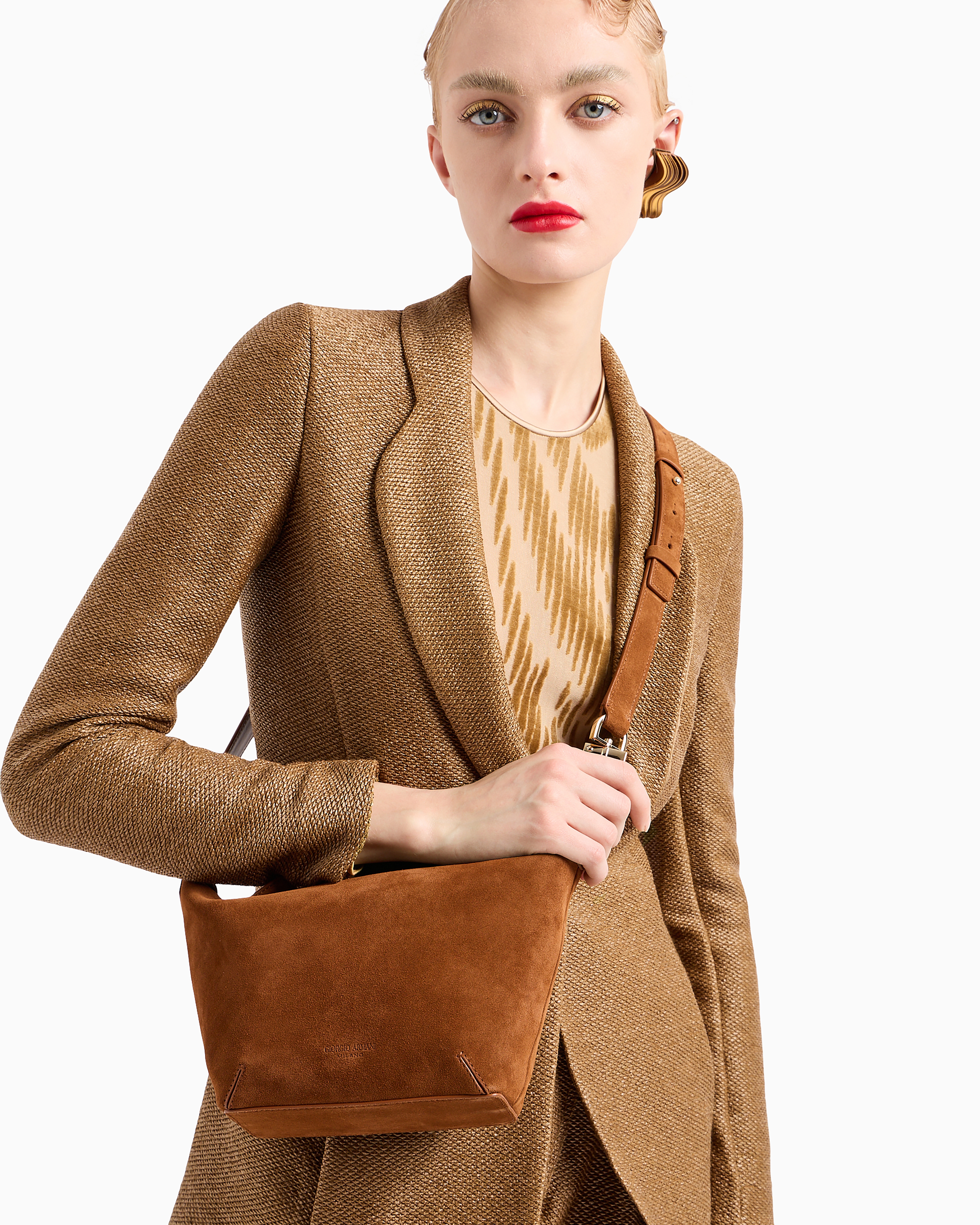 ジョルジオアルマーニ スエード ハンドバッグ ブラウン GW000836AF14186U6095_6.jpg