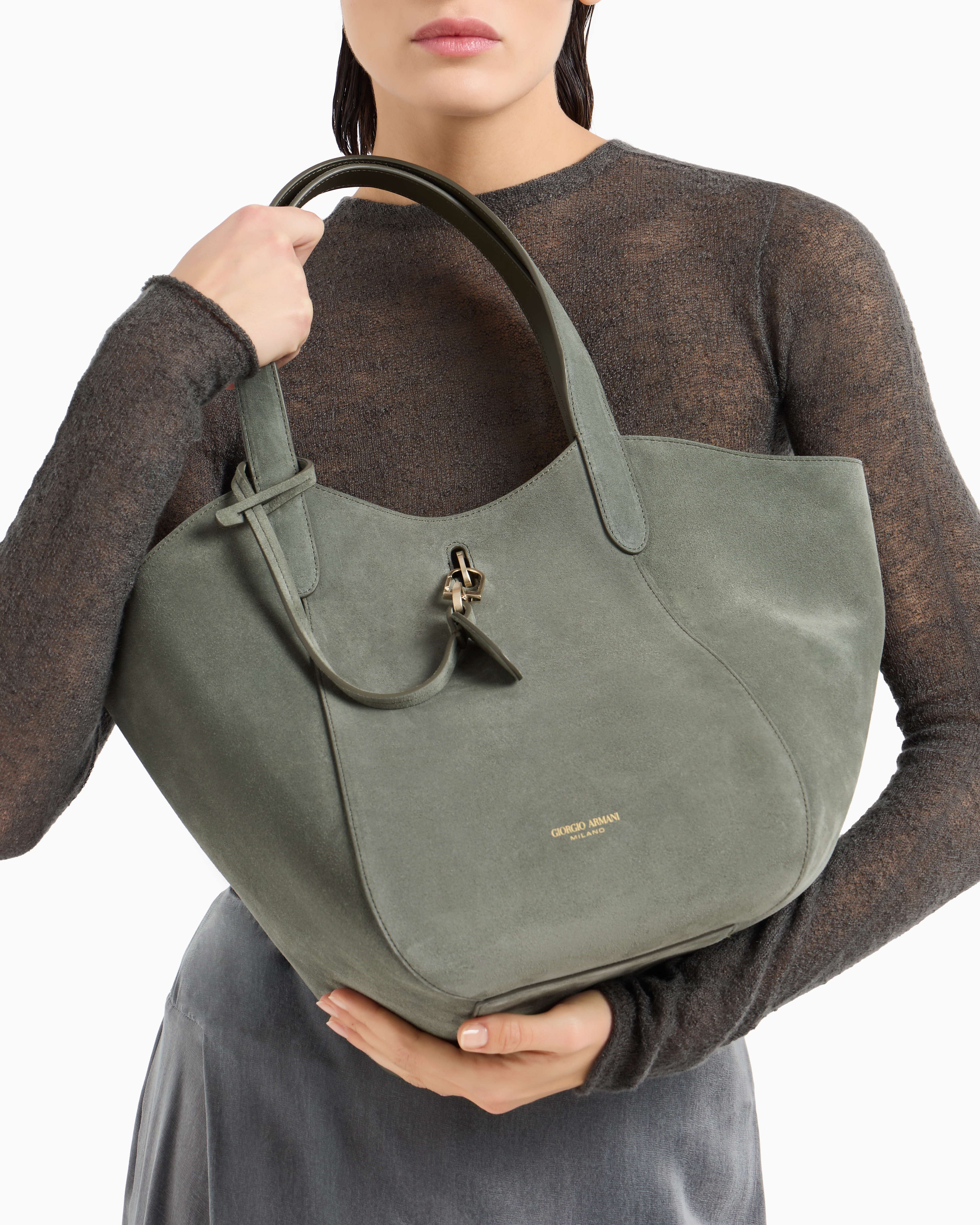 Medium suede handbag | Giorgio Armani