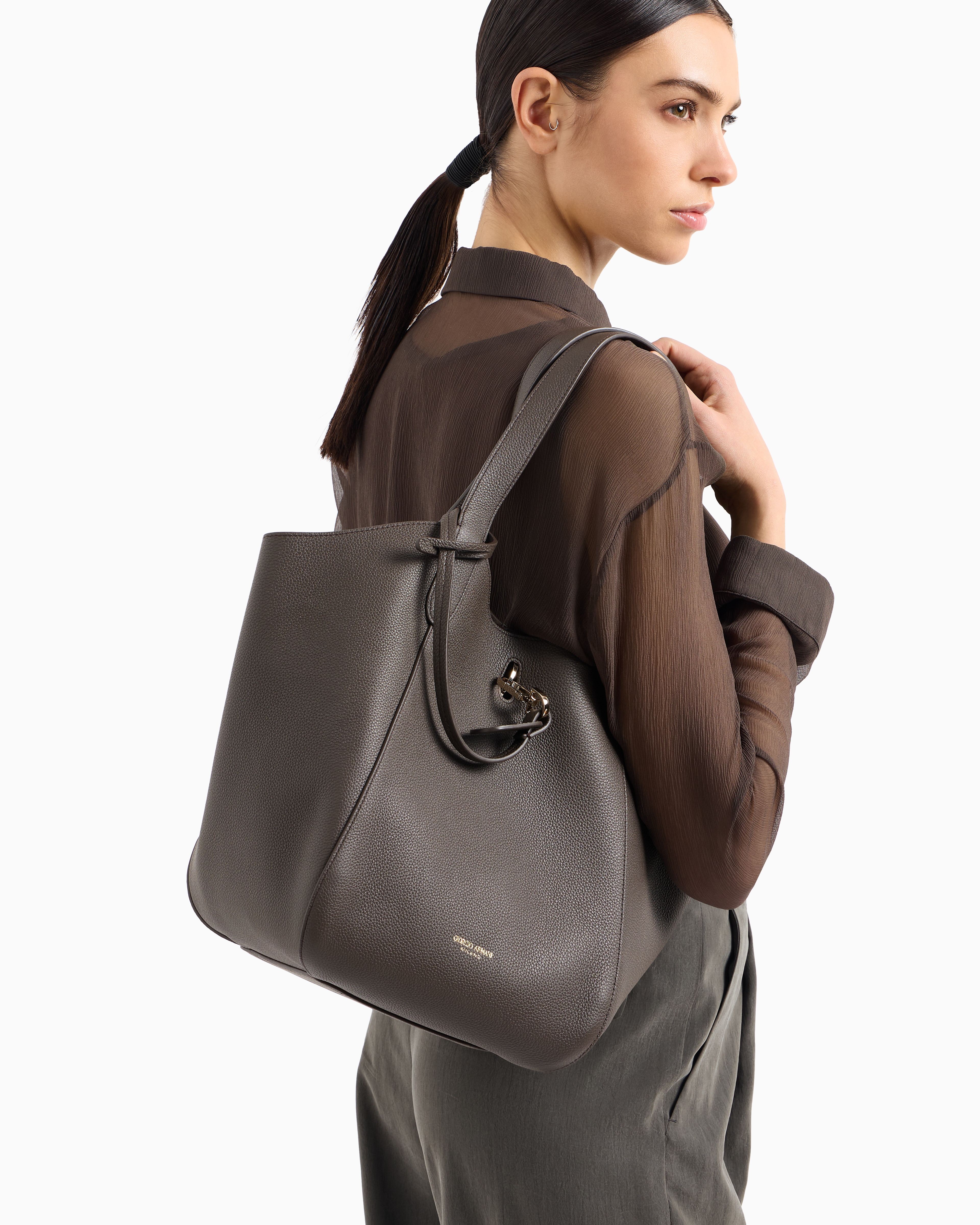 ⭐︎【超激レア×美品】Giorgio Armani ハンドバッグ ベロア ブランド古着】レザー切替ベロアハンドバッグ（ハンドバッグ