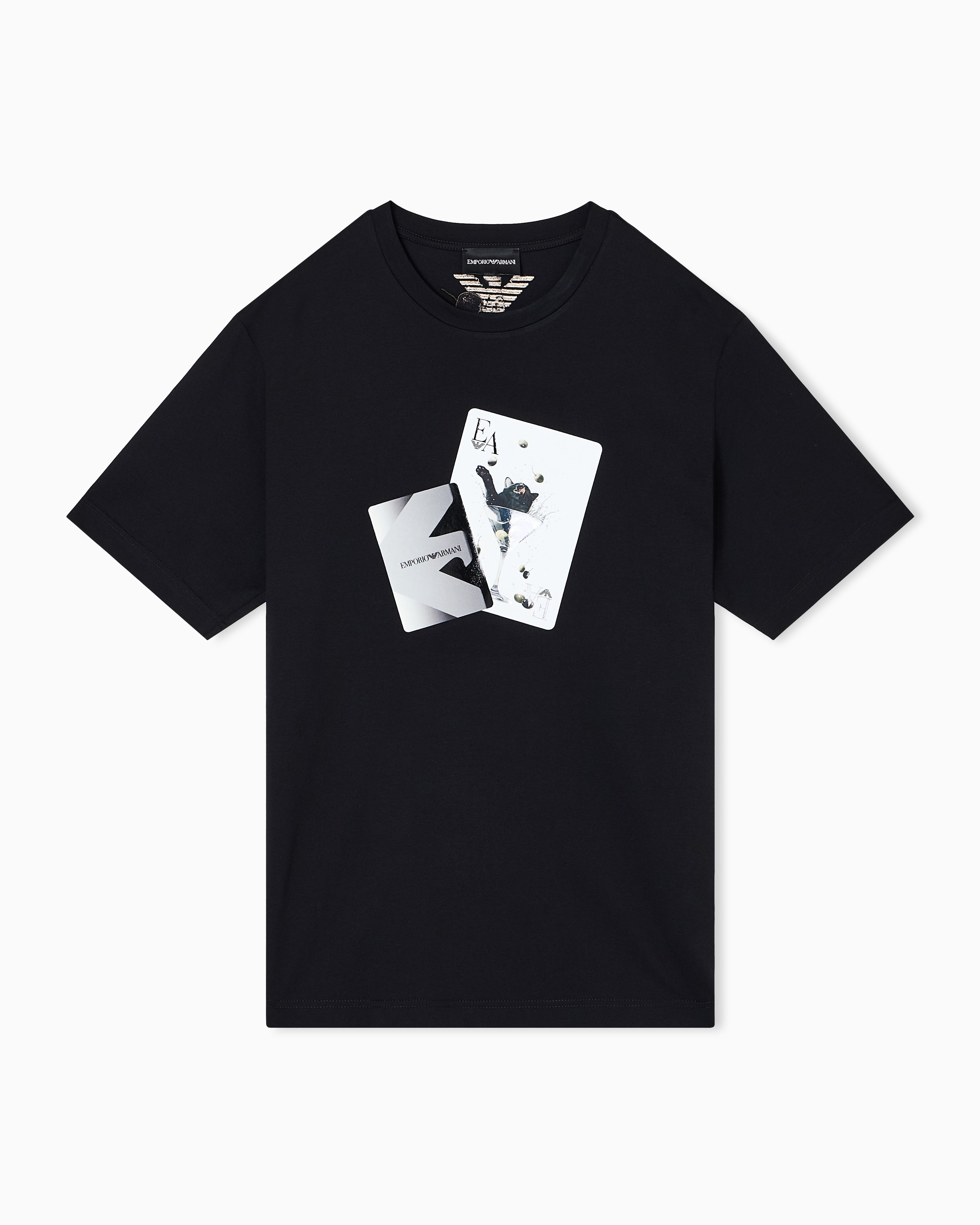 Emporio Armani - ASV jersey T-shirt with playing cards print, Man, Black, Size: