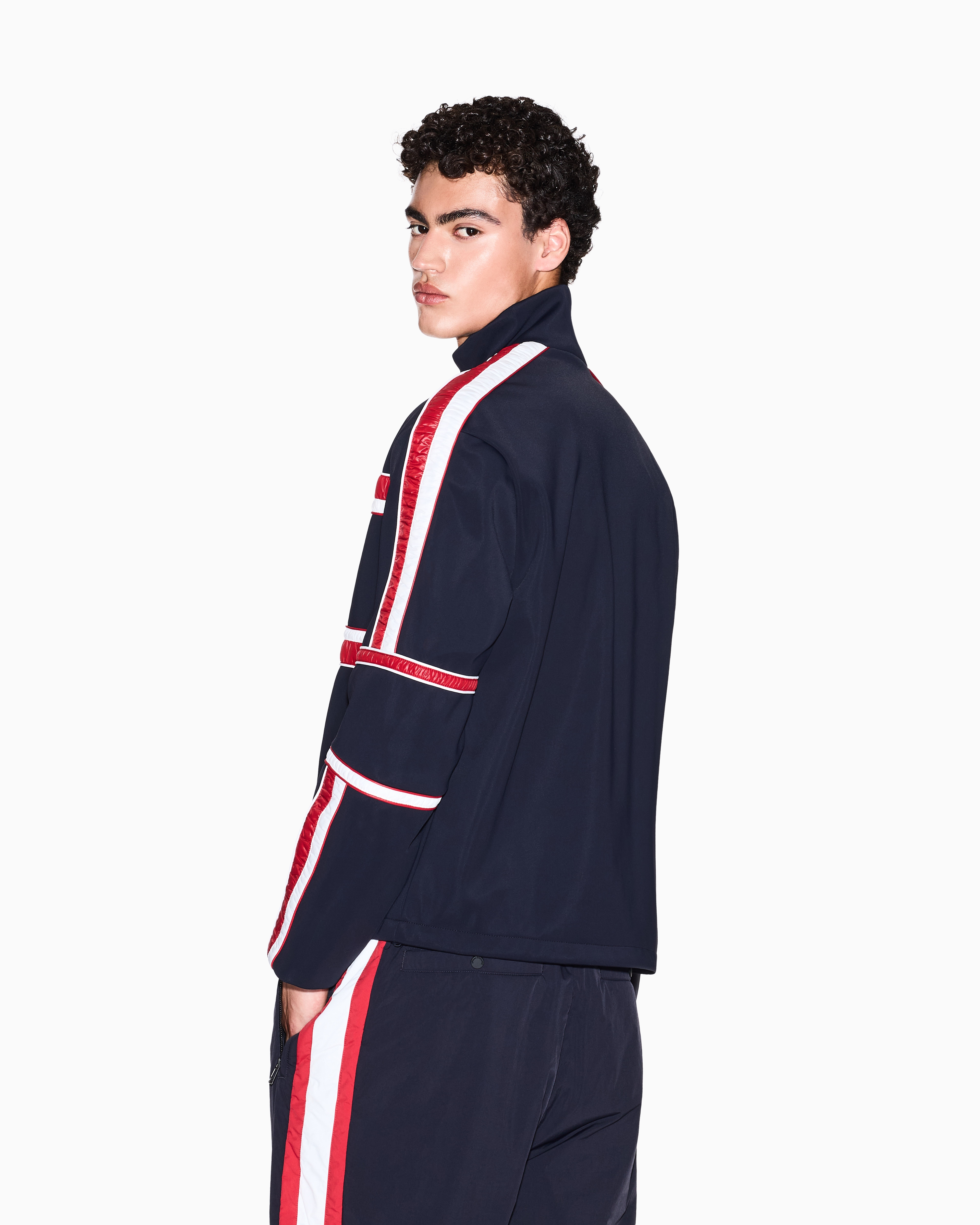 Armani Exchange - Bomber jacket with contrasting stripes, Man, Blue, Size: