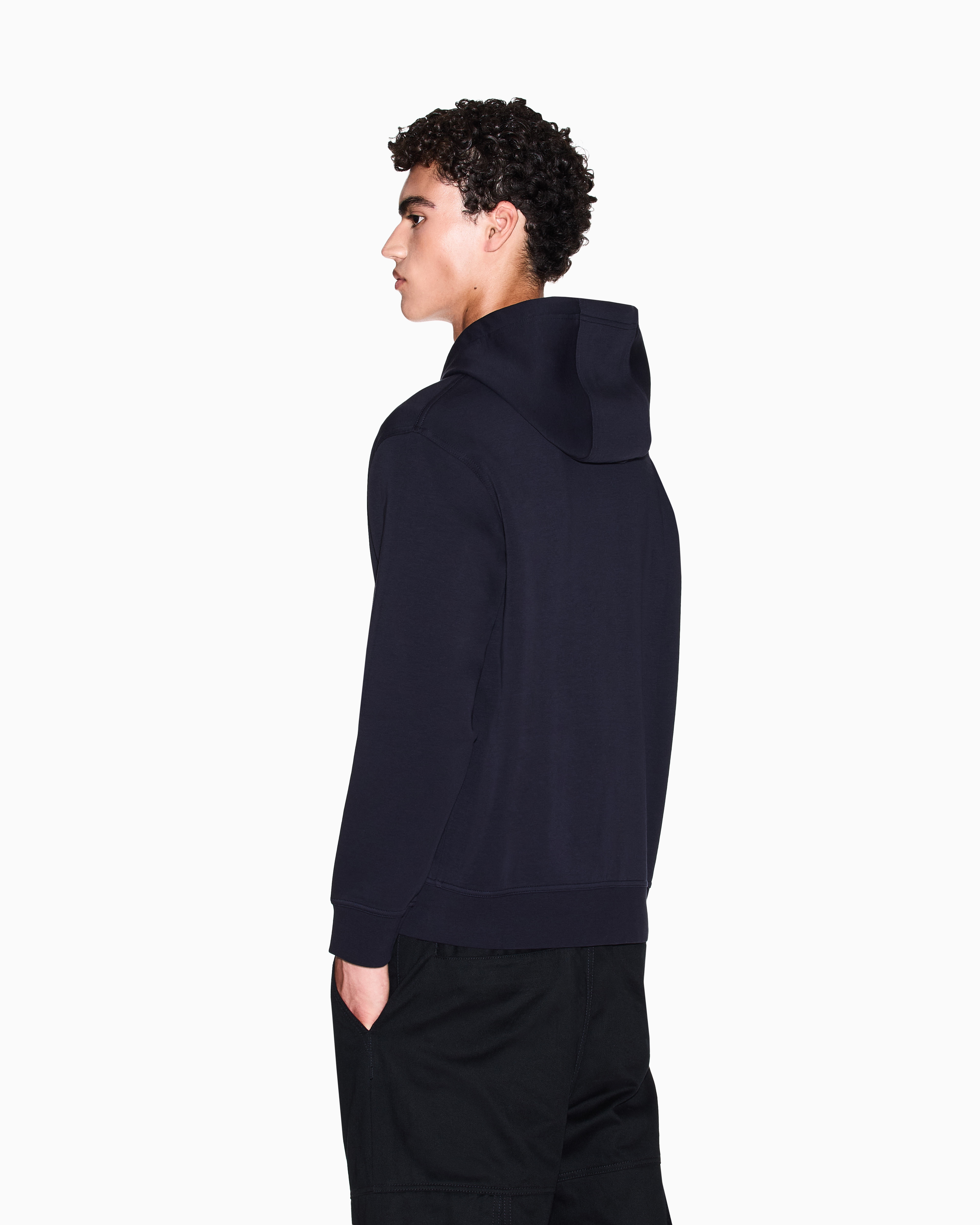 Armani Exchange - Zip-up hoodie with embroidered logo, Man, Navy Blue, Size: