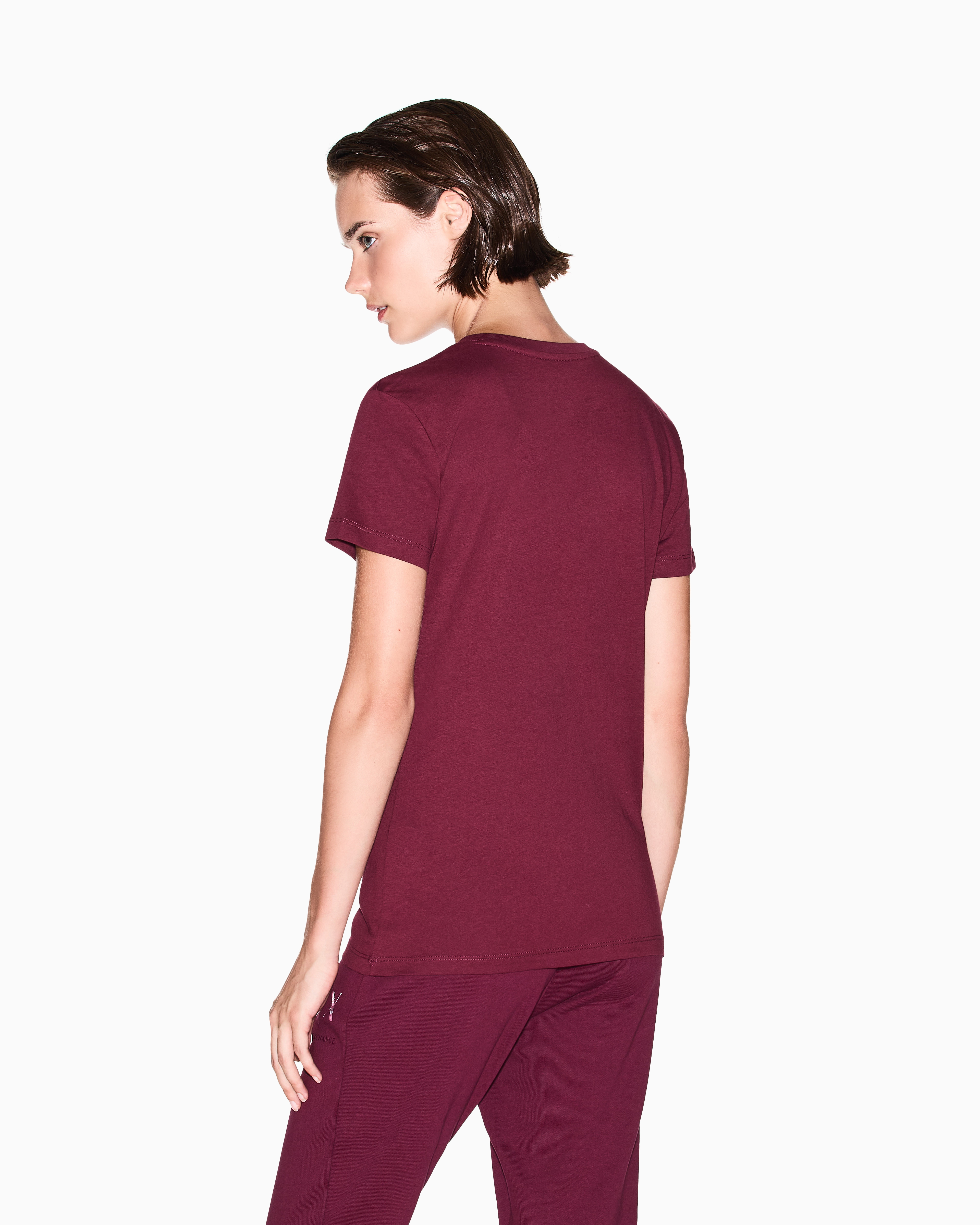 Armani Exchange - V-neck T-shirt, Woman, Burgundy, Size: S