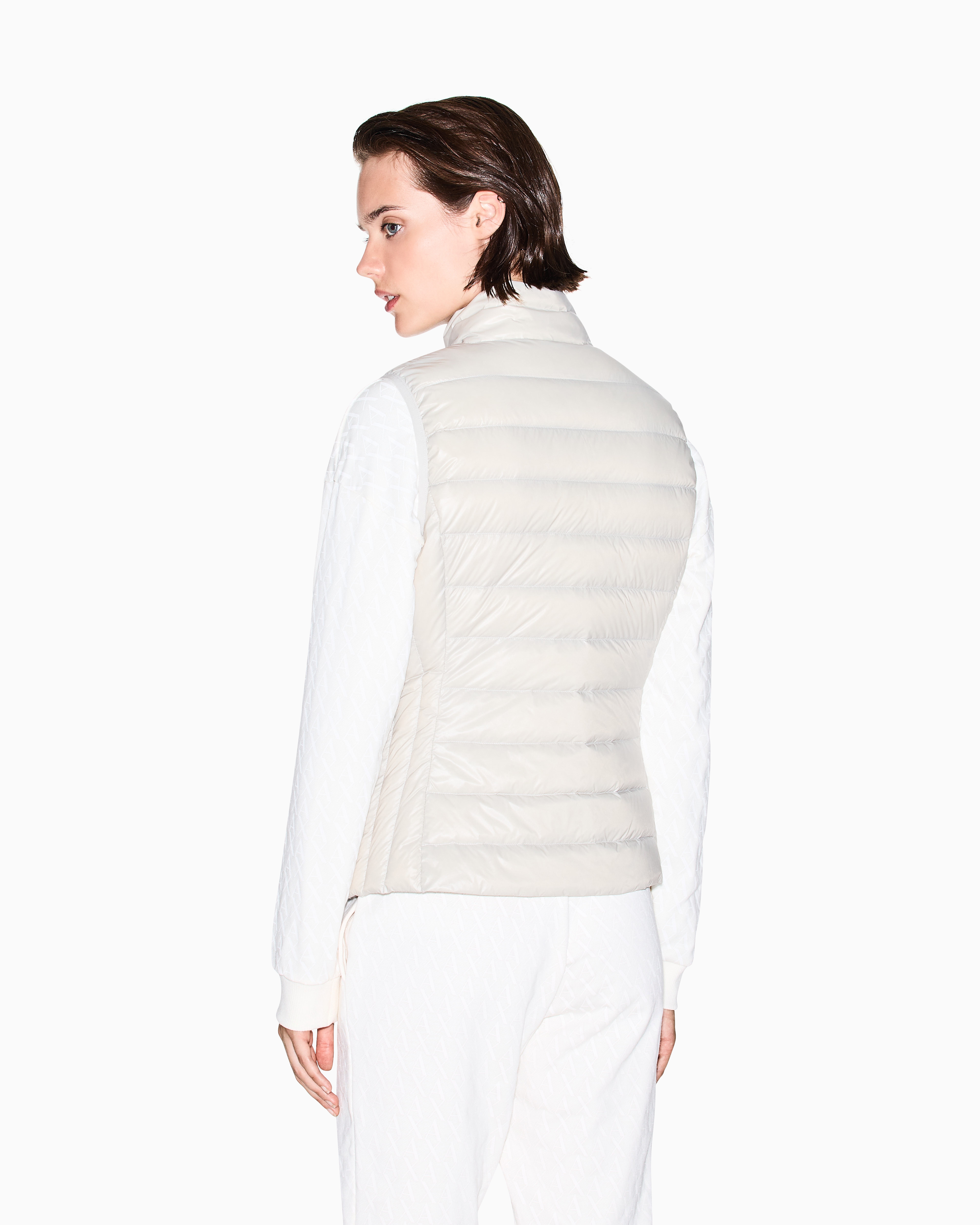 Armani Exchange - Packable sleeveless down jacket, Woman, Beige, Size: