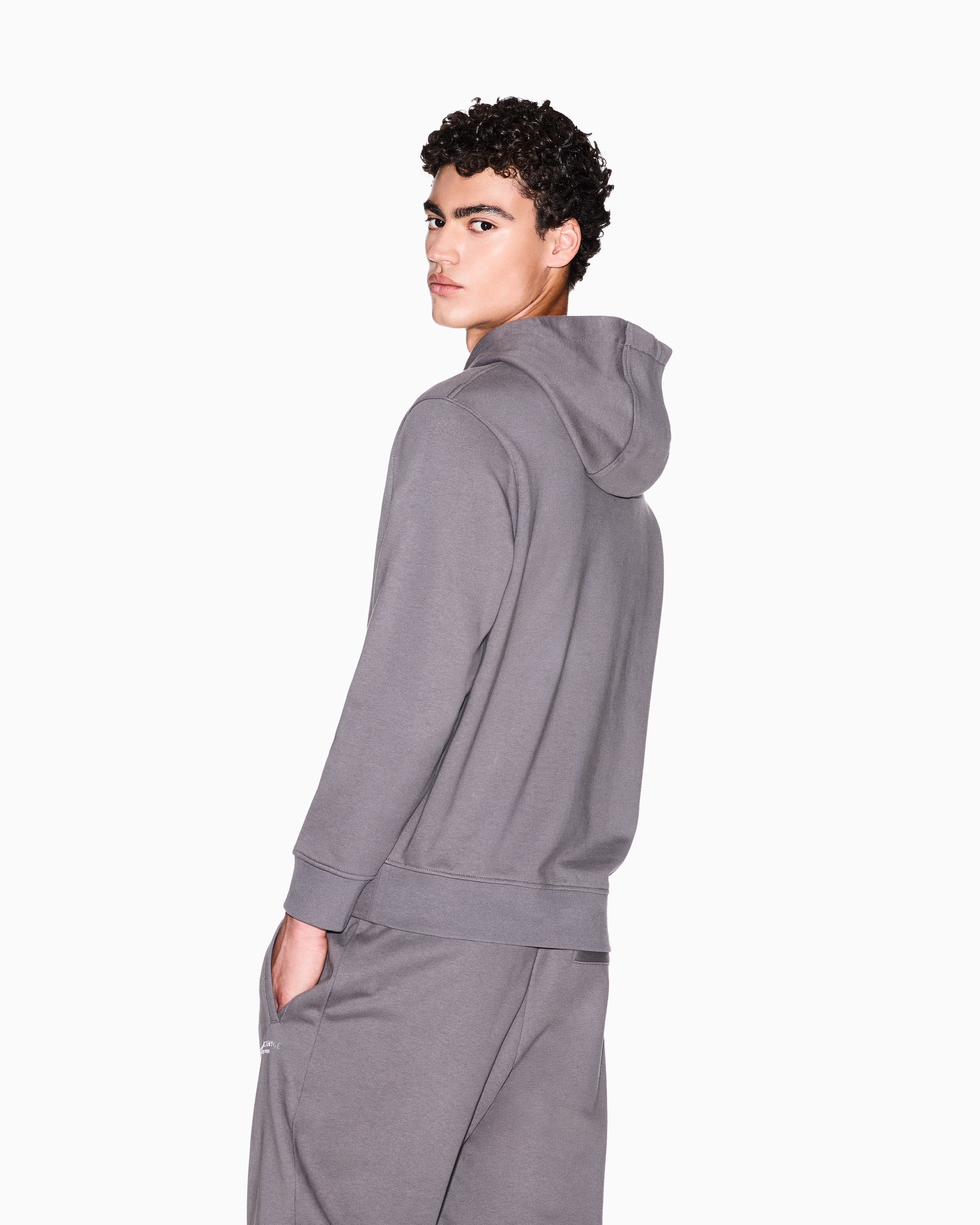 Armani Exchange - HOODED COTTON LOGO SWEATSHIRT, Man, Grey, Size: