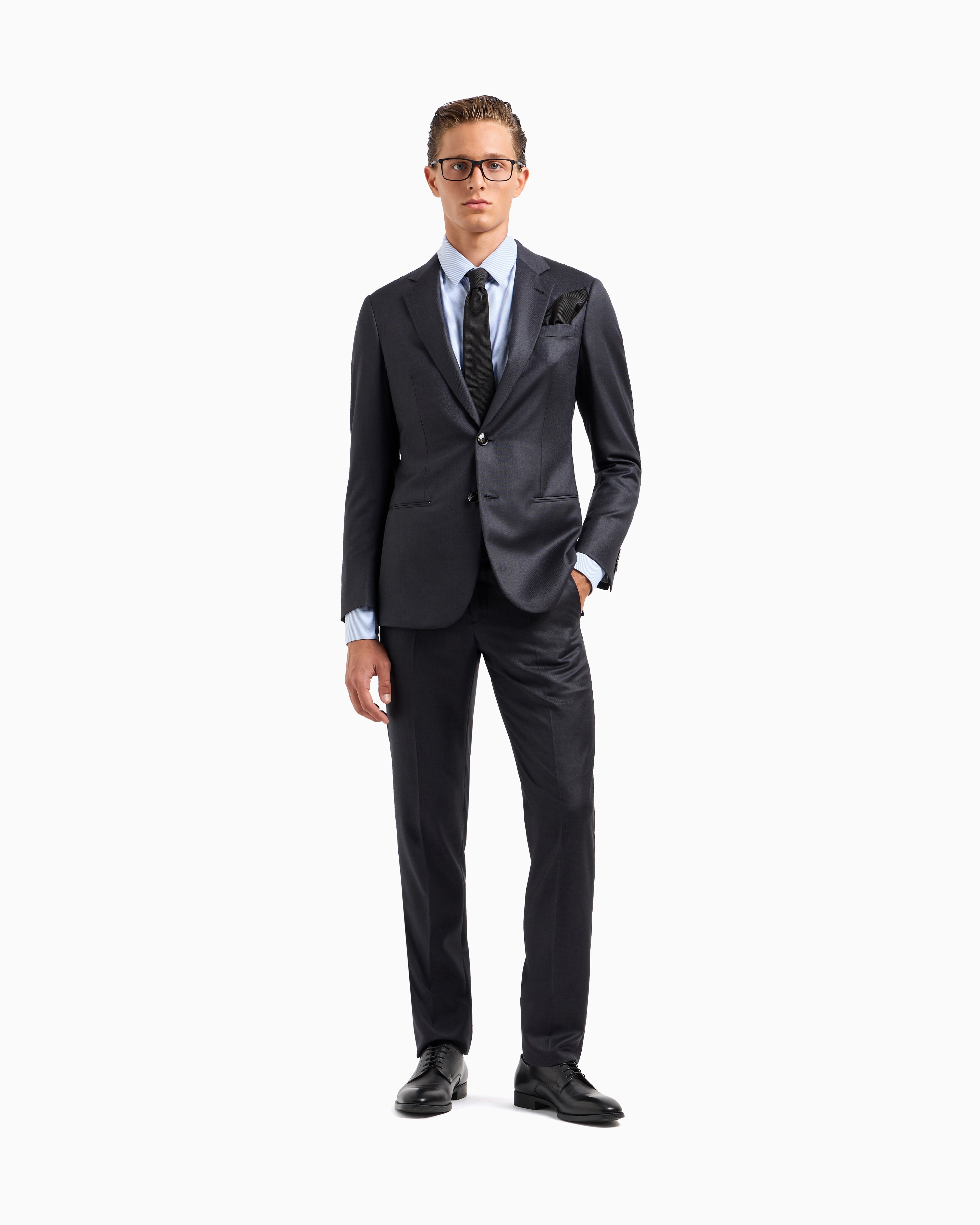 Manhattan Line virgin-wool single-breasted suit with a micro