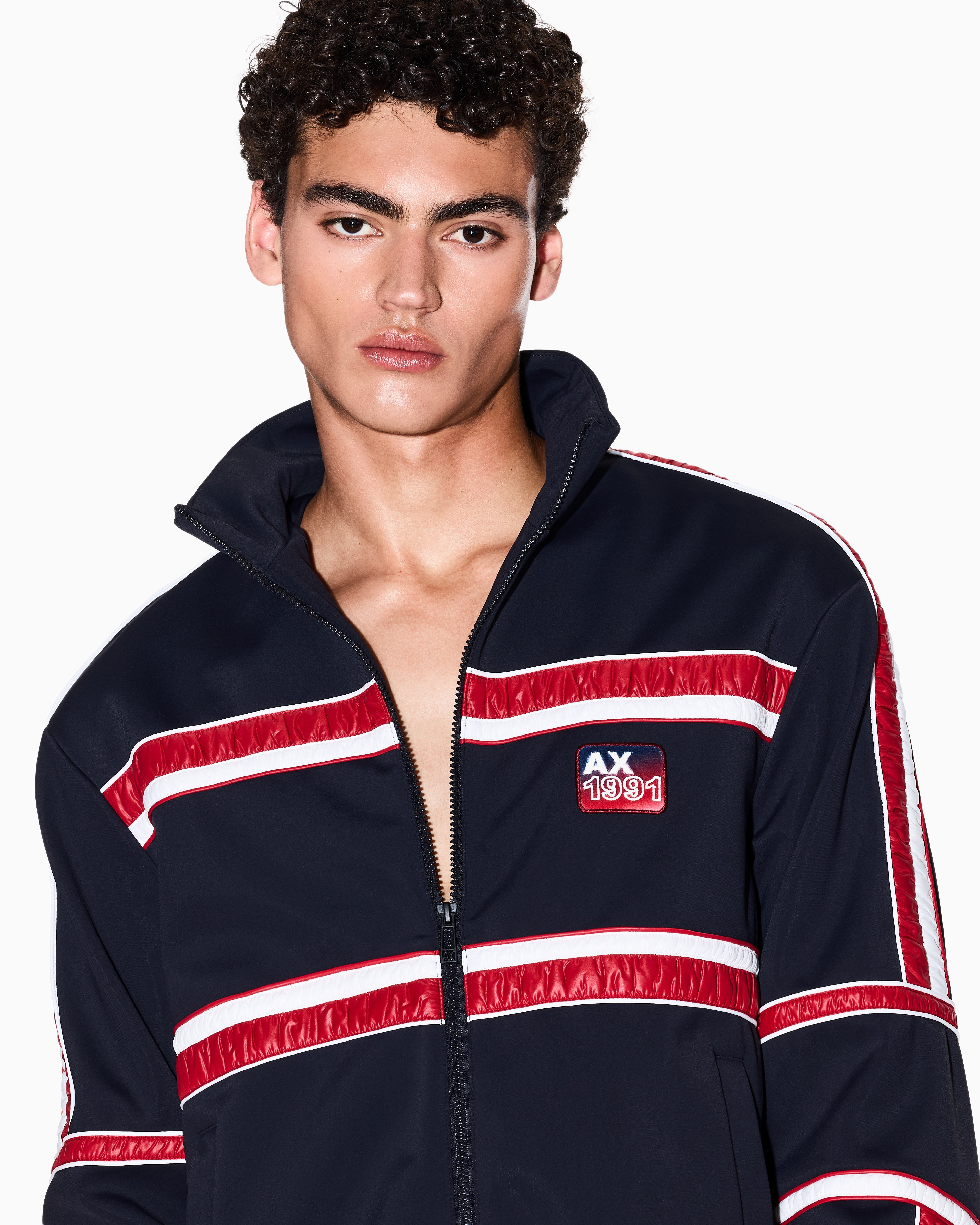 Armani Exchange - Bomber jacket with contrasting stripes, Man, Blue, Size: