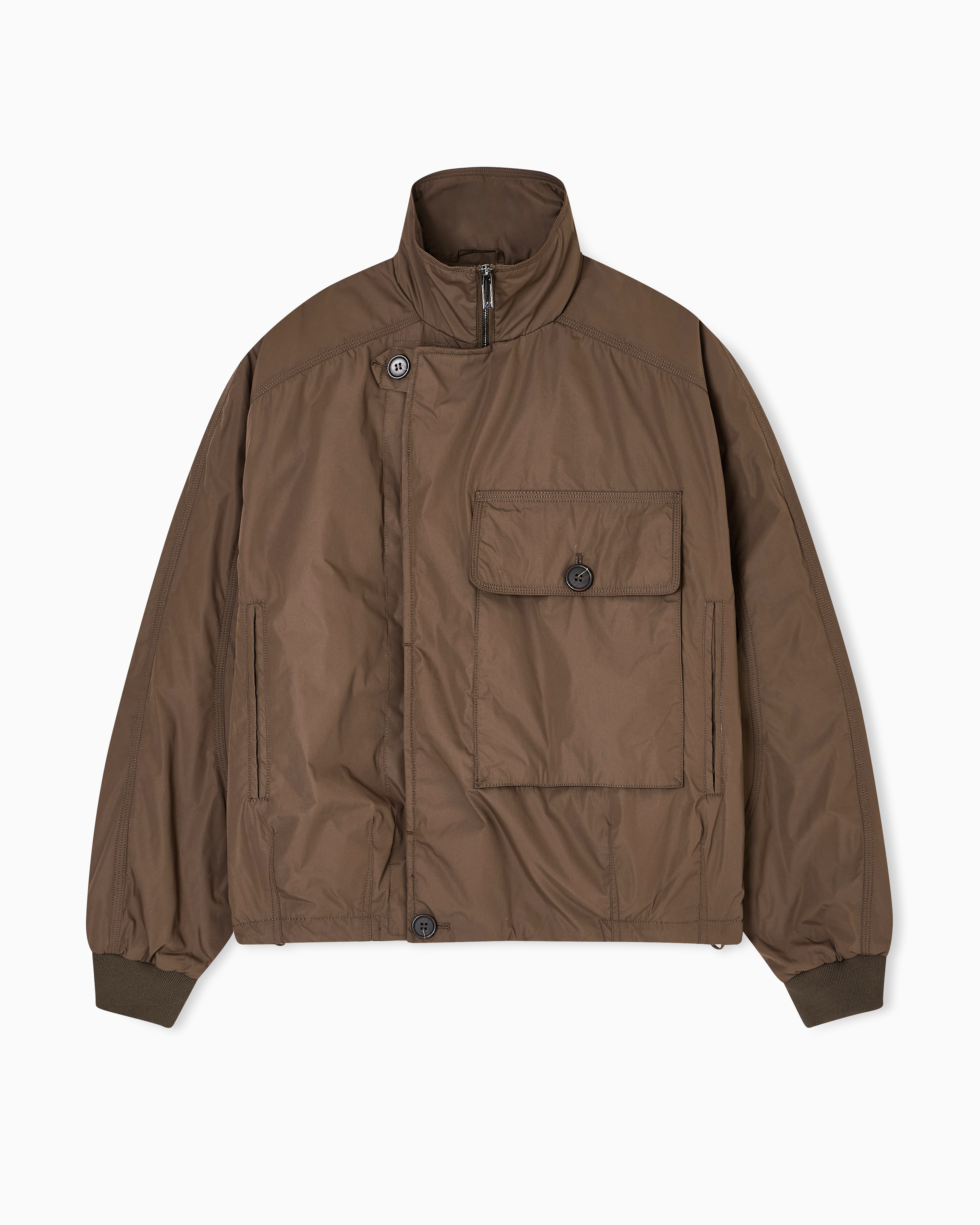 Emporio Armani - Nylon blouson with oversized pocket, Man, Brown, Size: