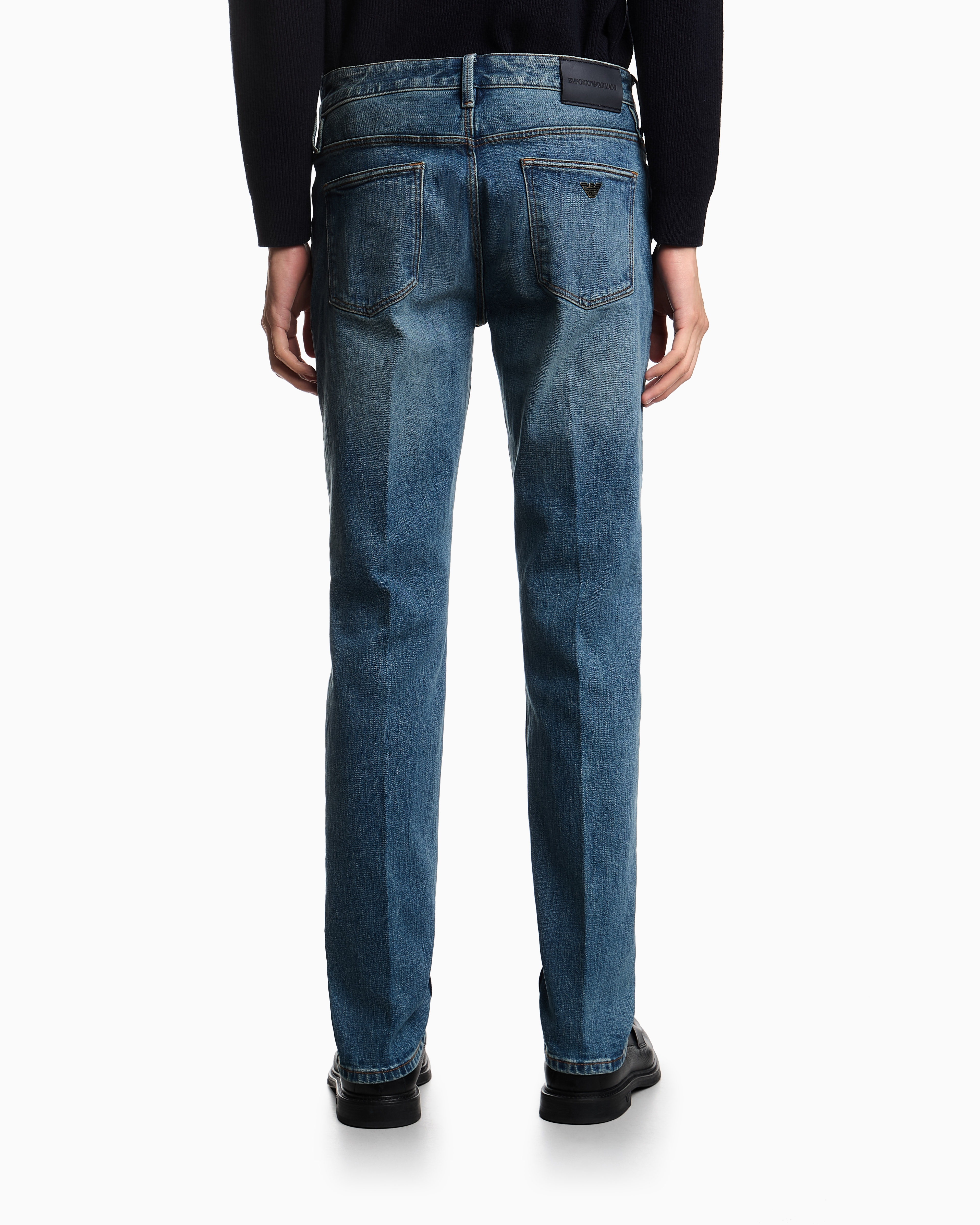J75 slim-fit, stone-washed stretch-denim jeans Emporio Armani