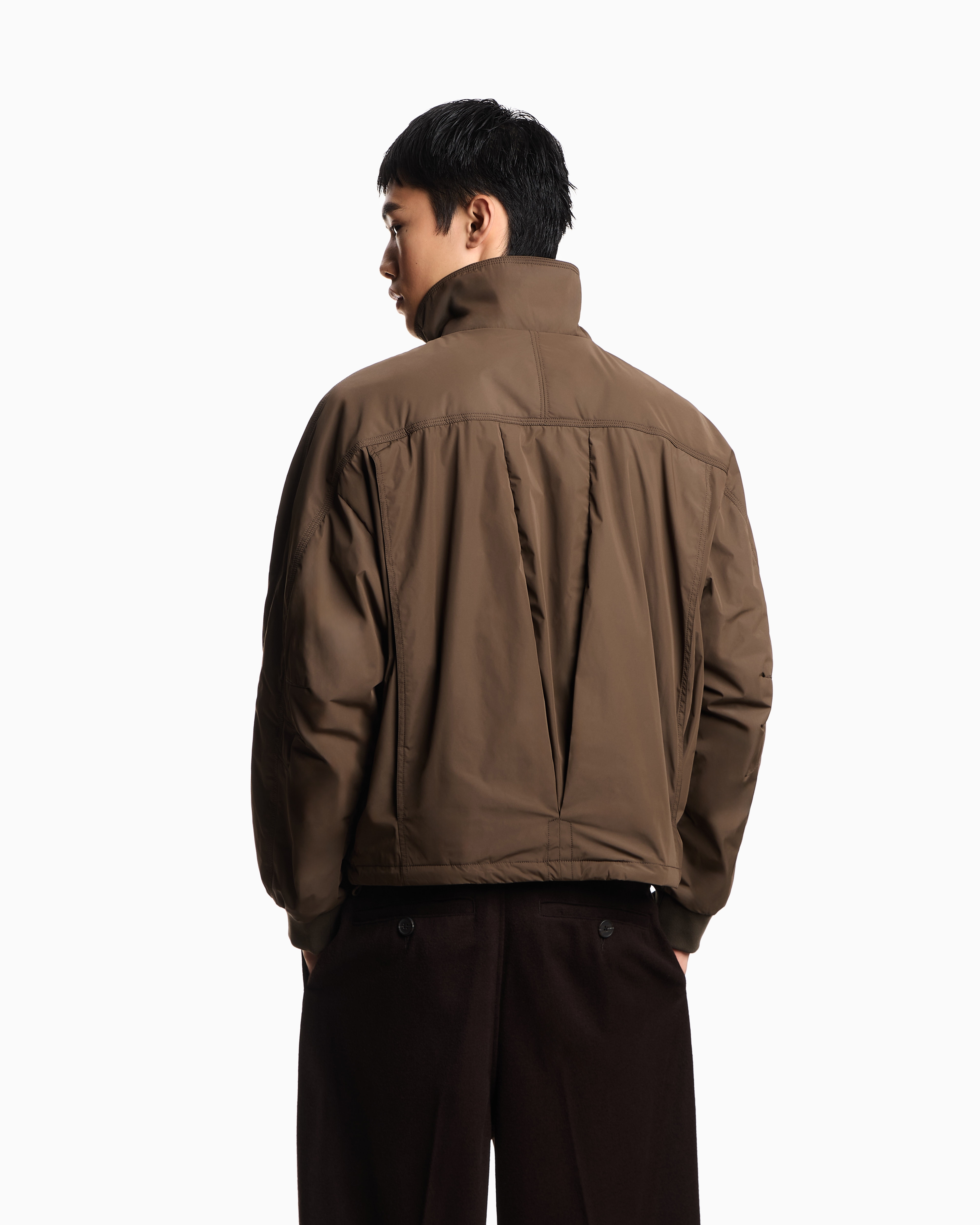 Emporio Armani - Nylon blouson with oversized pocket, Man, Brown, Size: