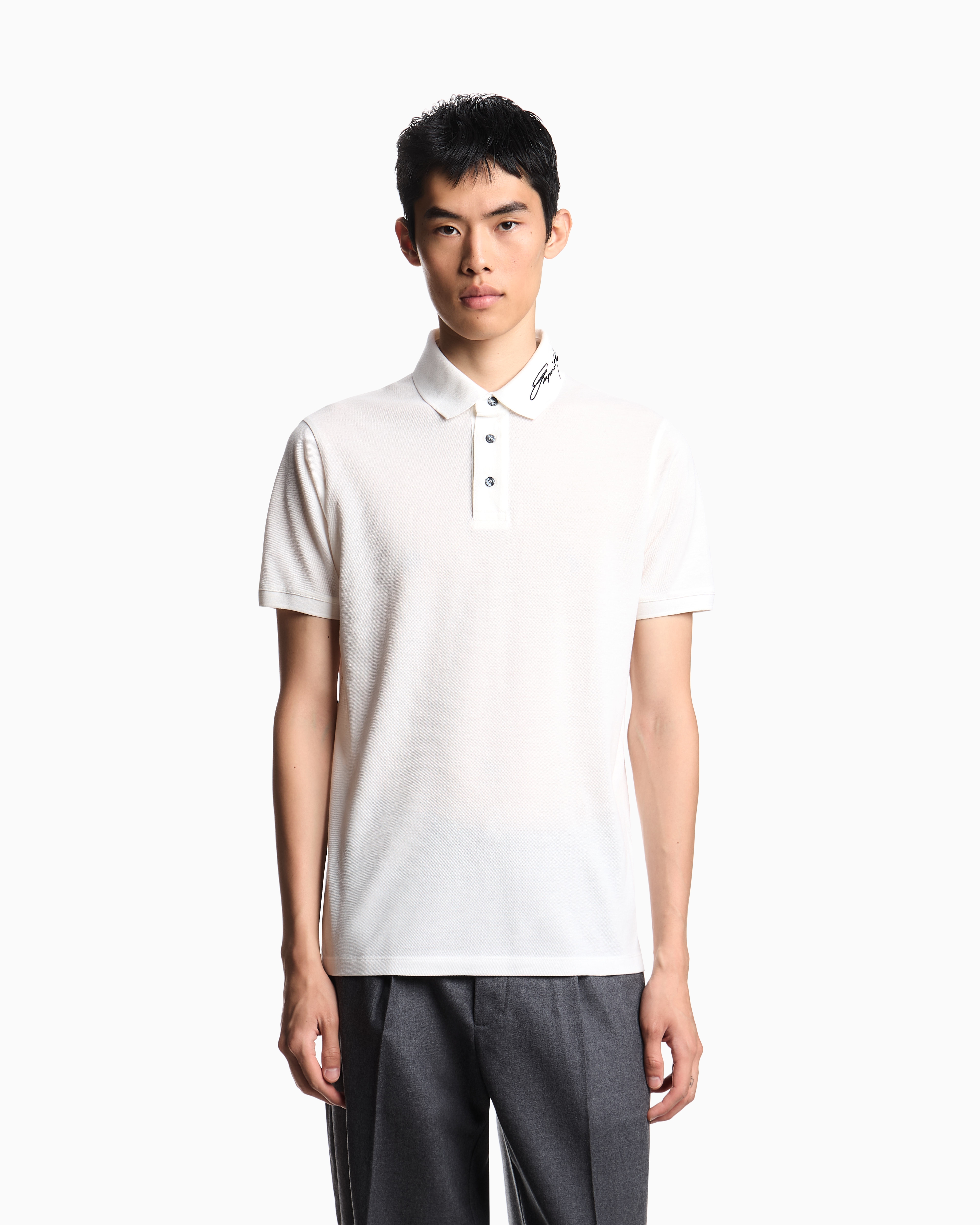 ポロシャツ ピケ シグネチャーロゴ刺繍カラー | Emporio Armani